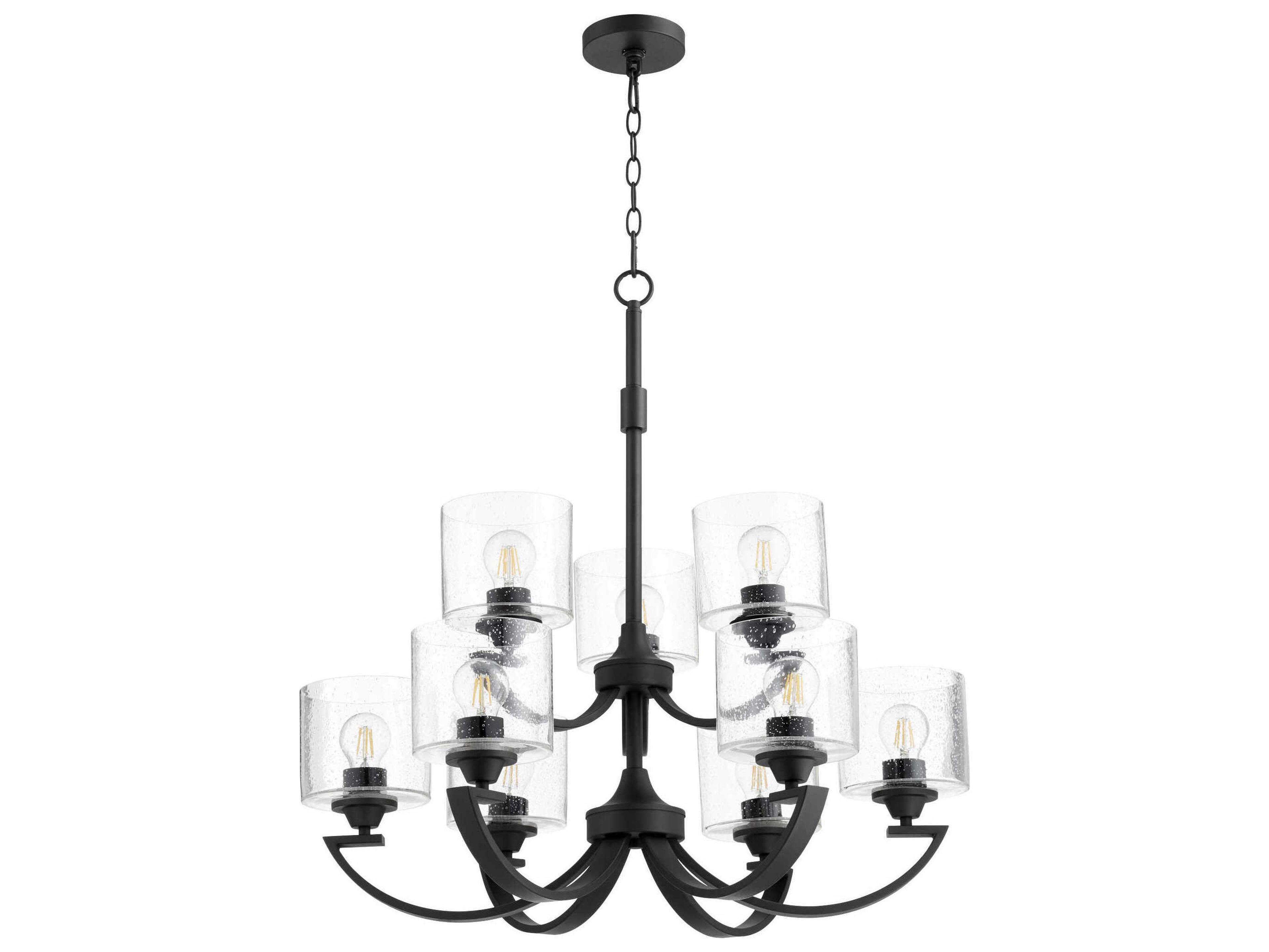 Dakota 9-Light Noir Black Drum Tiered Chandelier