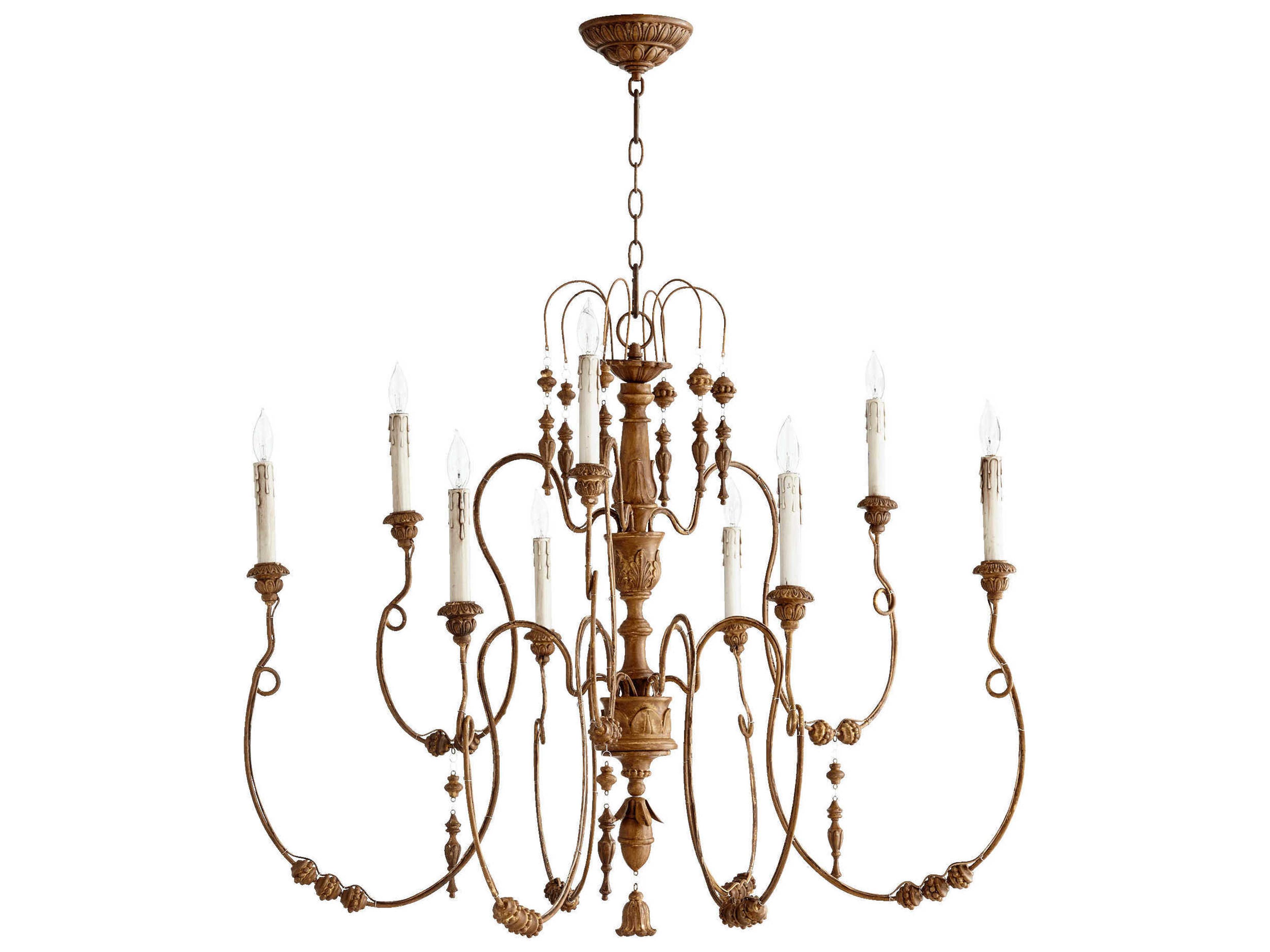 Salento 9-Light French Umber Gold Candelabra Tiered Chandelier