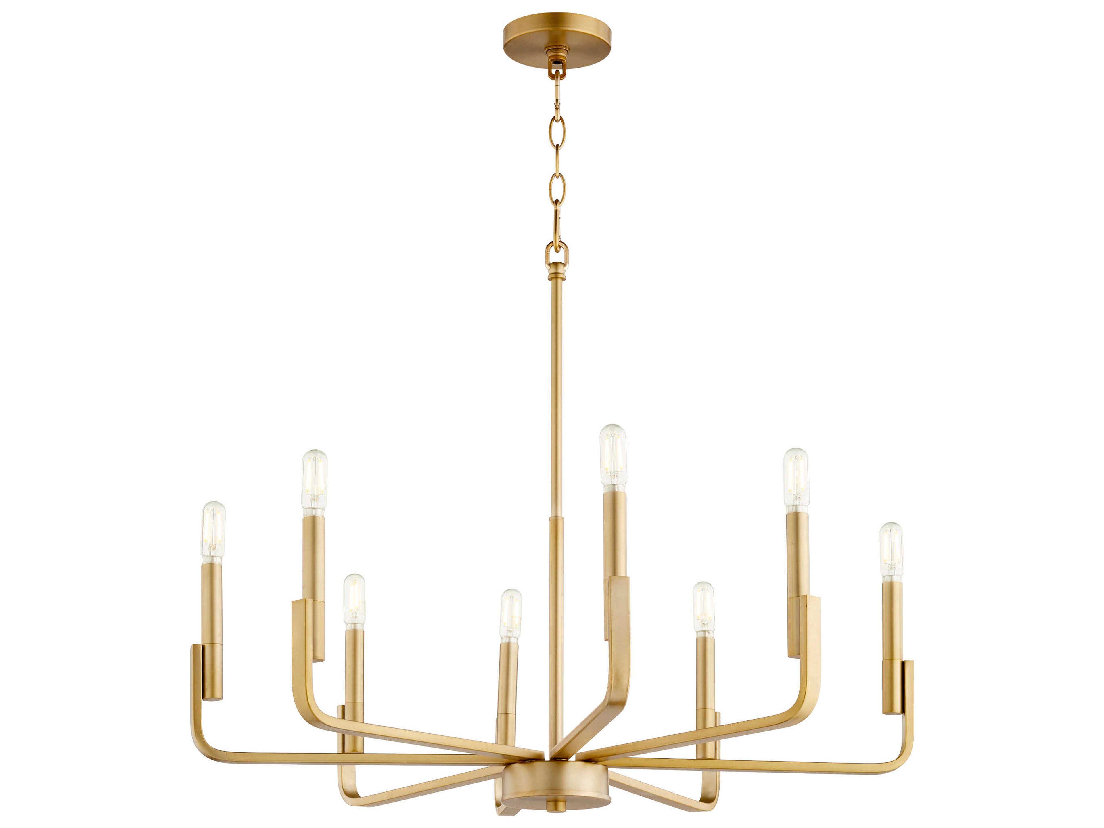 Quorum Tempo 8-Light Aged Brass Candelabra Chandelier