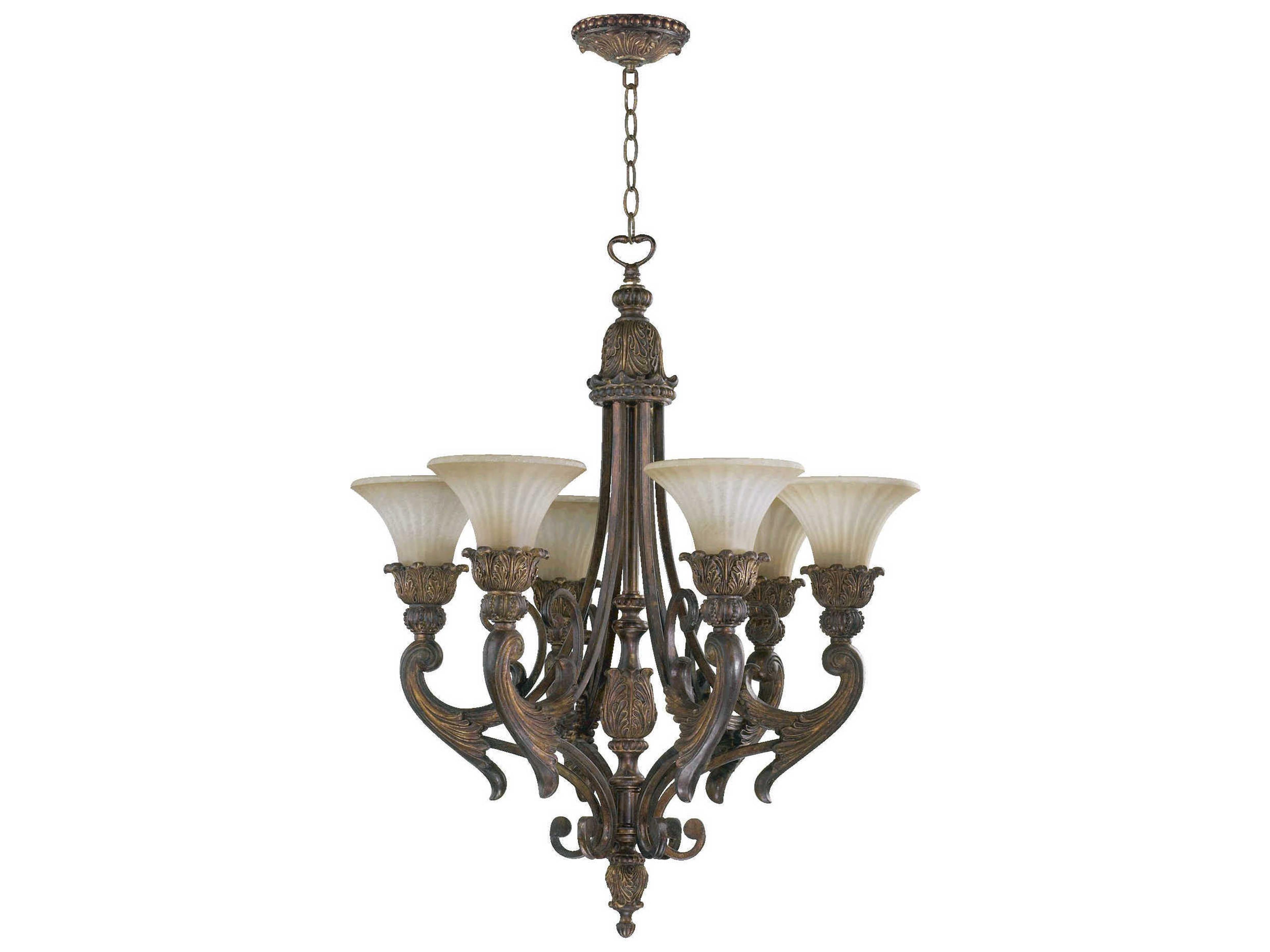 Madeleine 6-Light Corsican Gold Glass Bell Chandelier