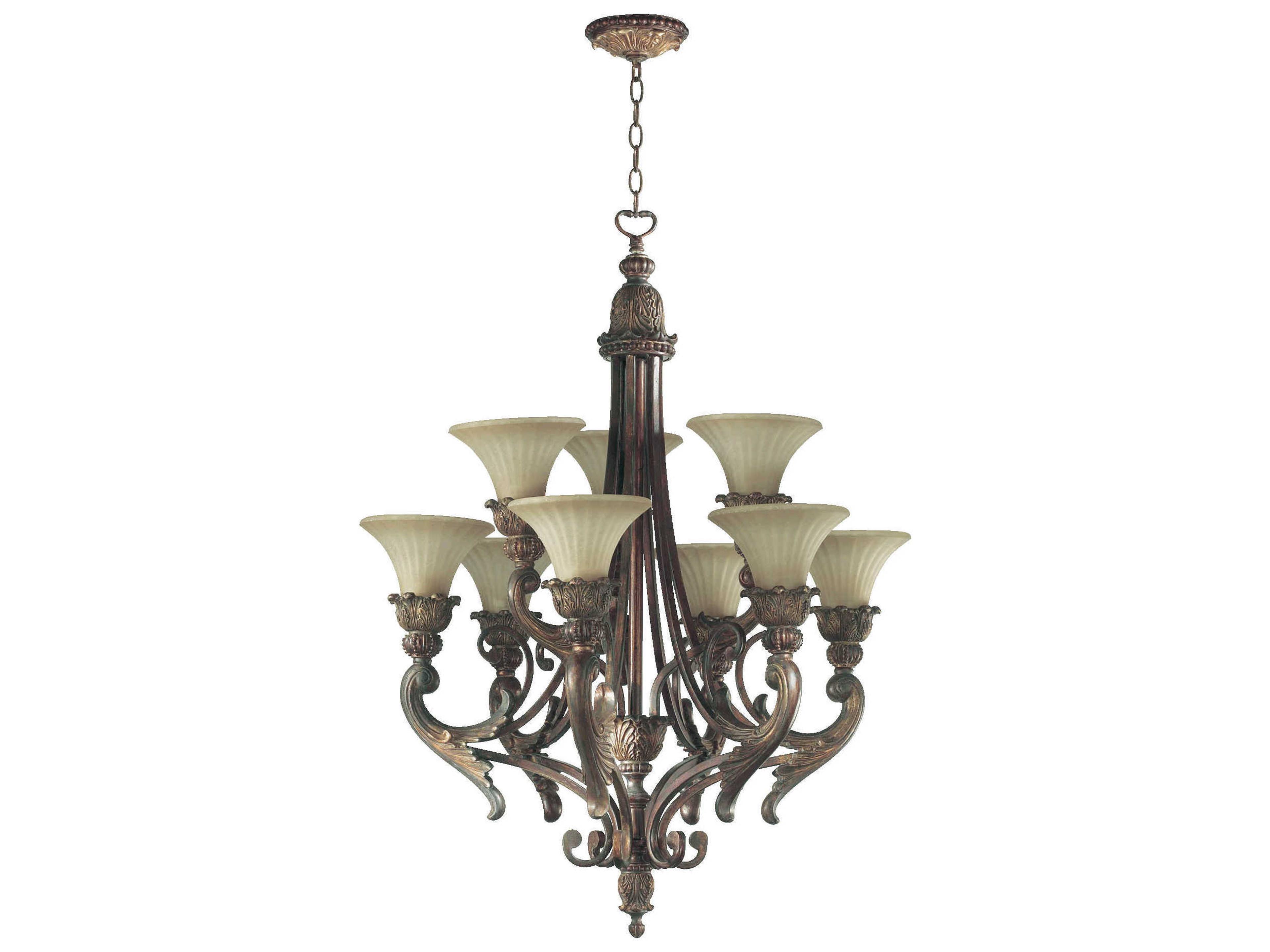 Madeleine 9-Light Corsican Gold Glass Bell Chandelier