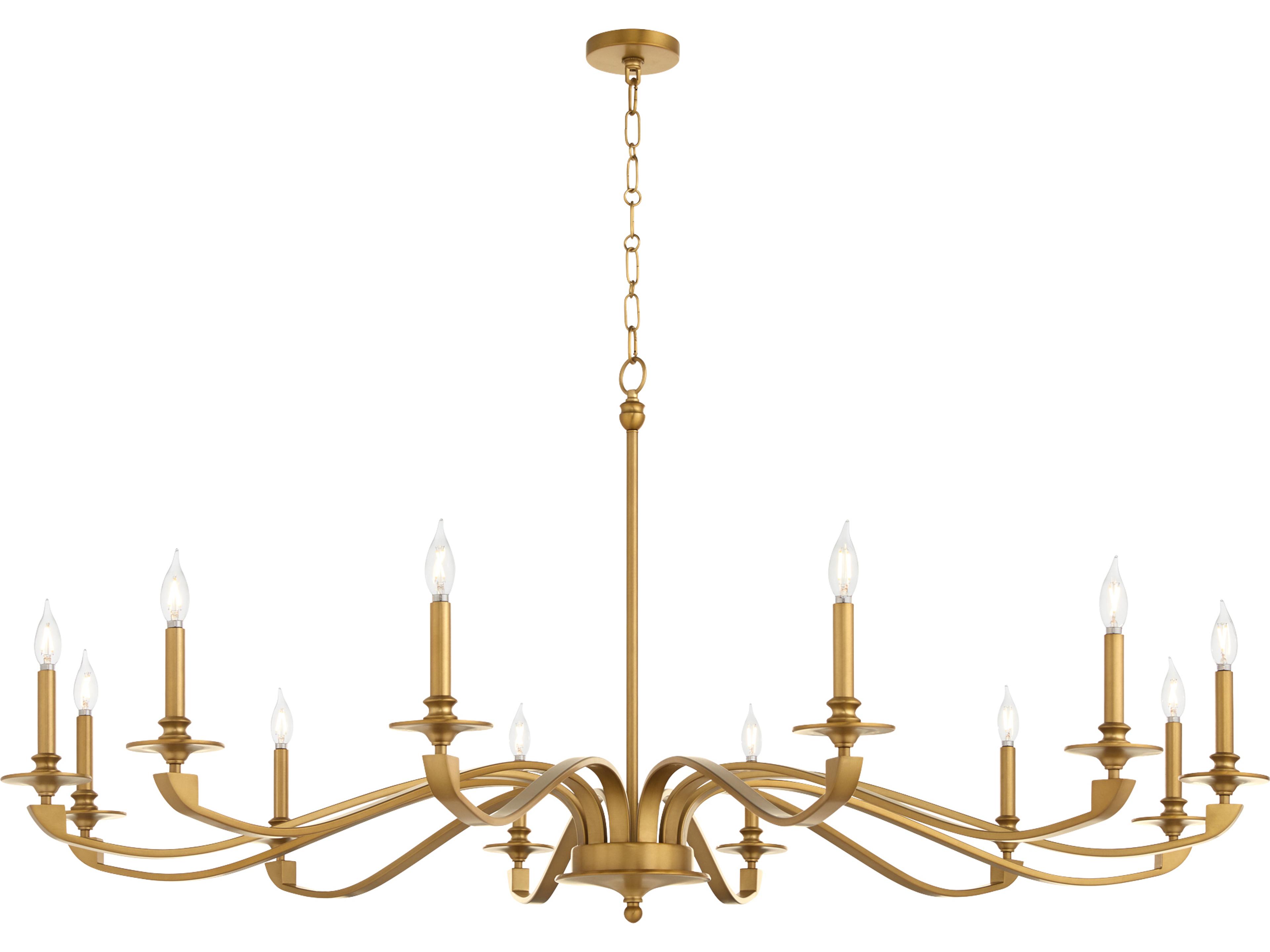 Quorum Chantelle 12-Light Brushed Brass Candelabra Chandelier
