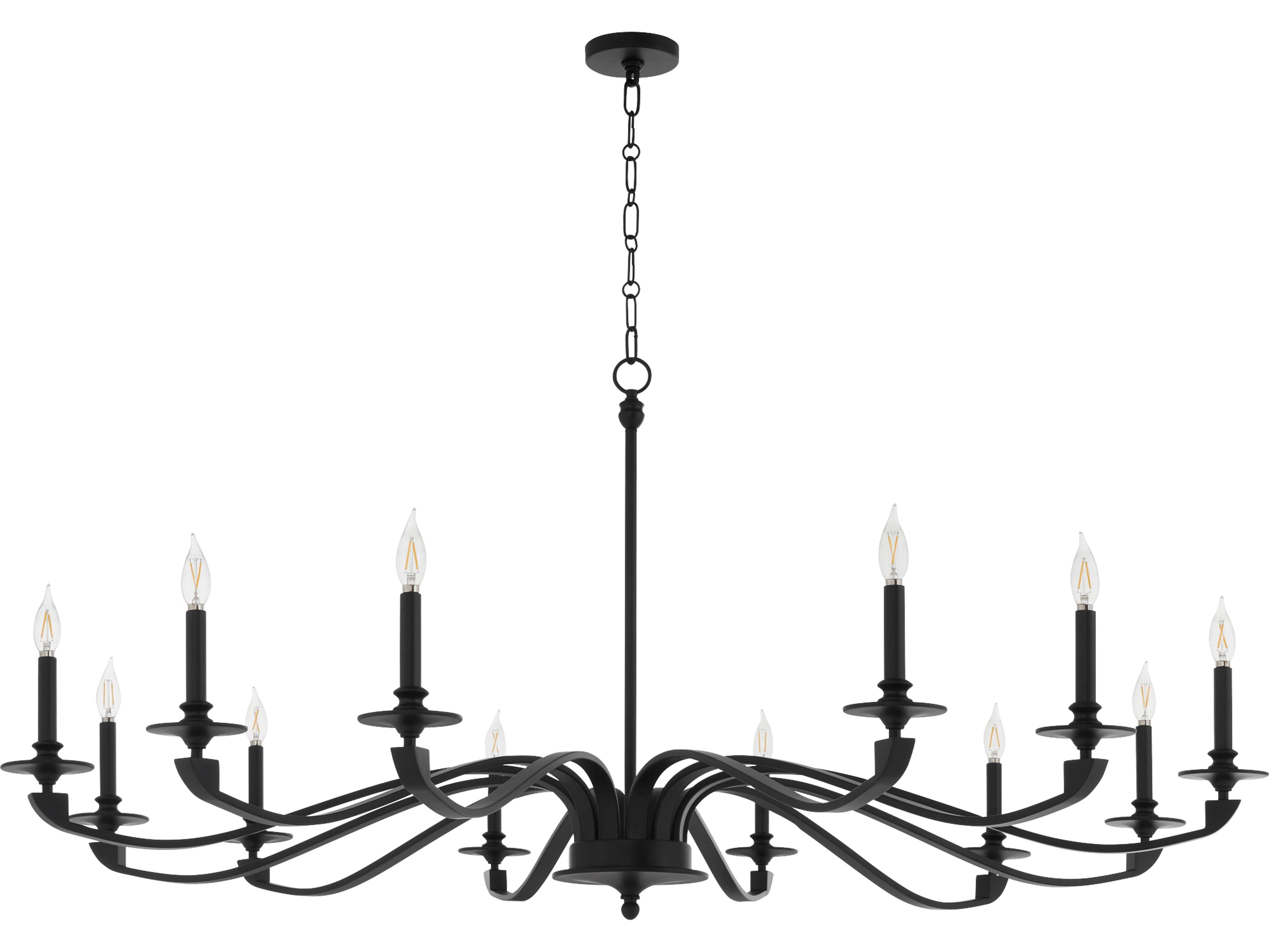 Chantelle 12-Light Matte Black Candelabra Chandelier