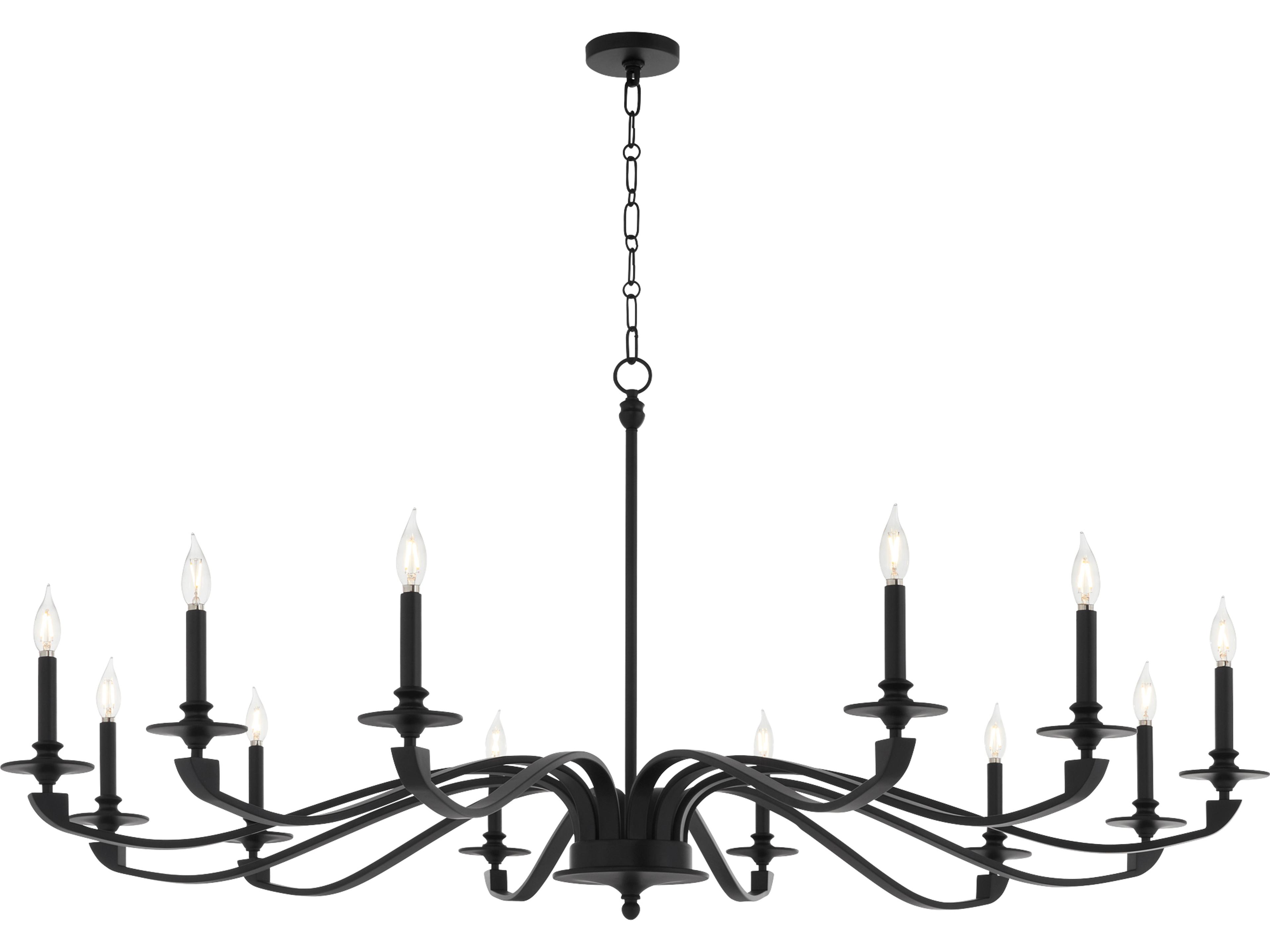 Quorum Chantelle 12-Light Matte Black Candelabra Chandelier