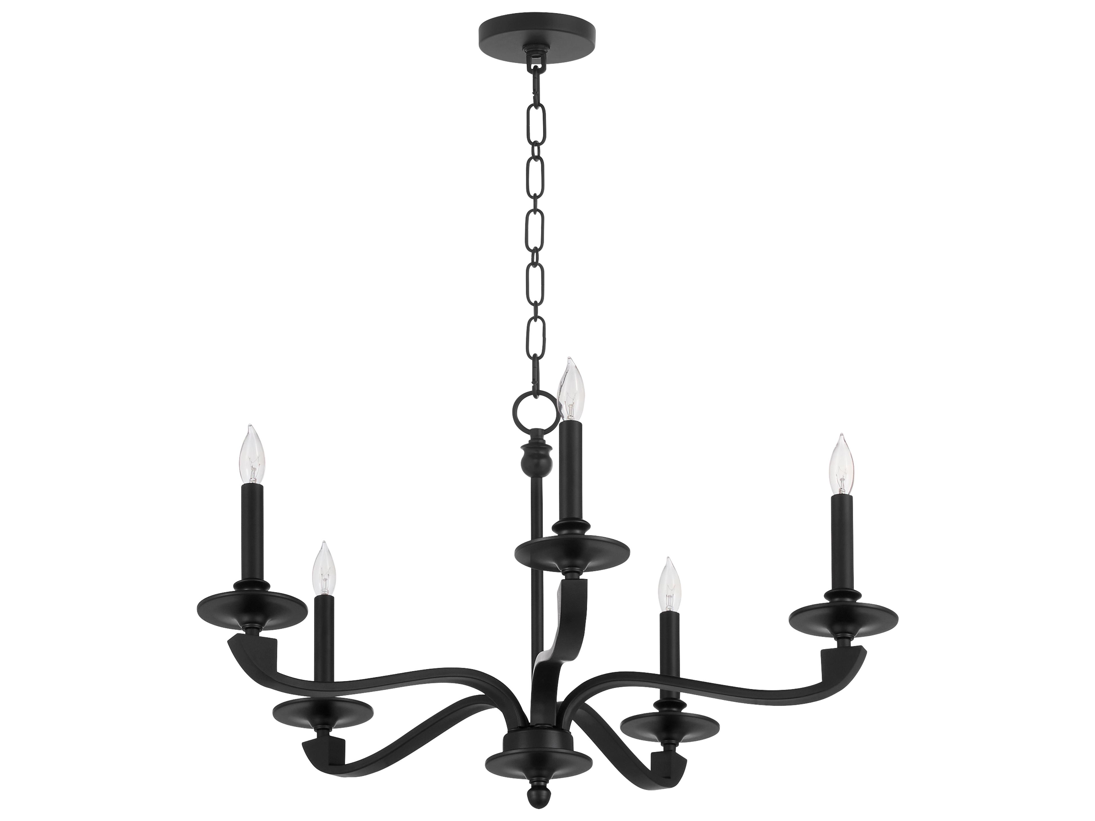 Chantelle 5-Light Matte Black Candelabra Chandelier