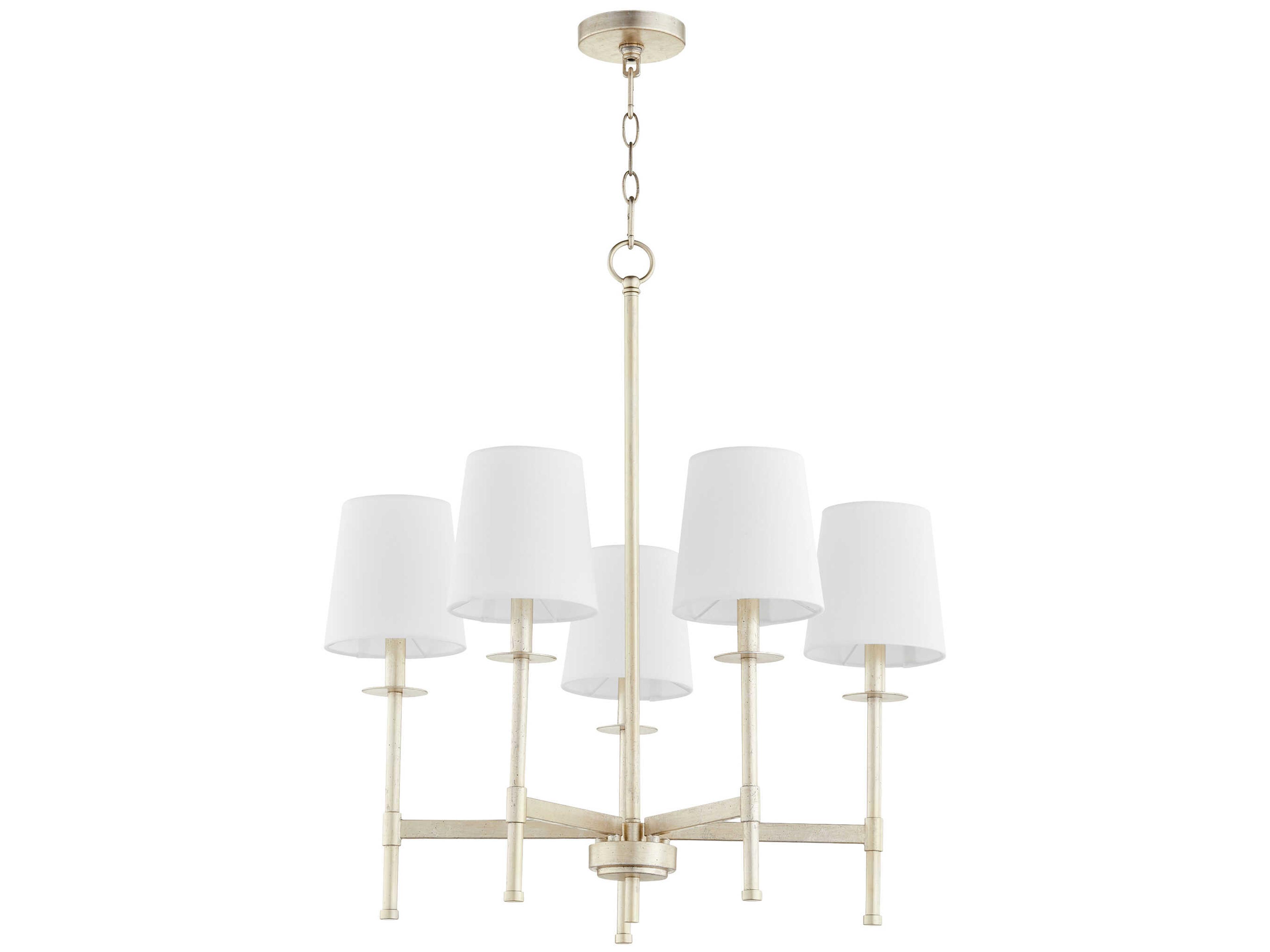 Belshaw 5-Light Aged Silver Leaf Candelabra Chandelier