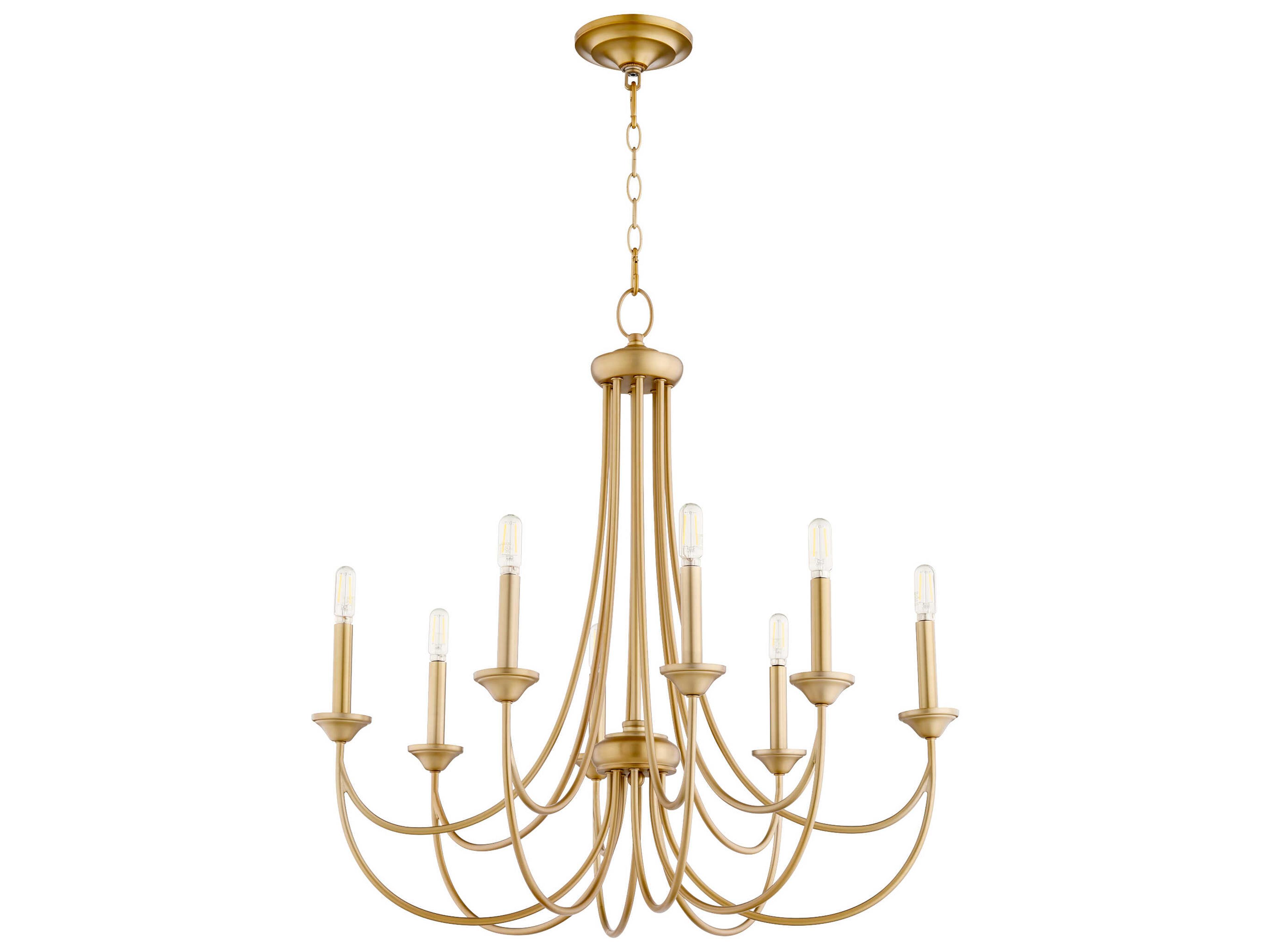 Brooks 8-Light Aged Brass Candelabra Chandelier