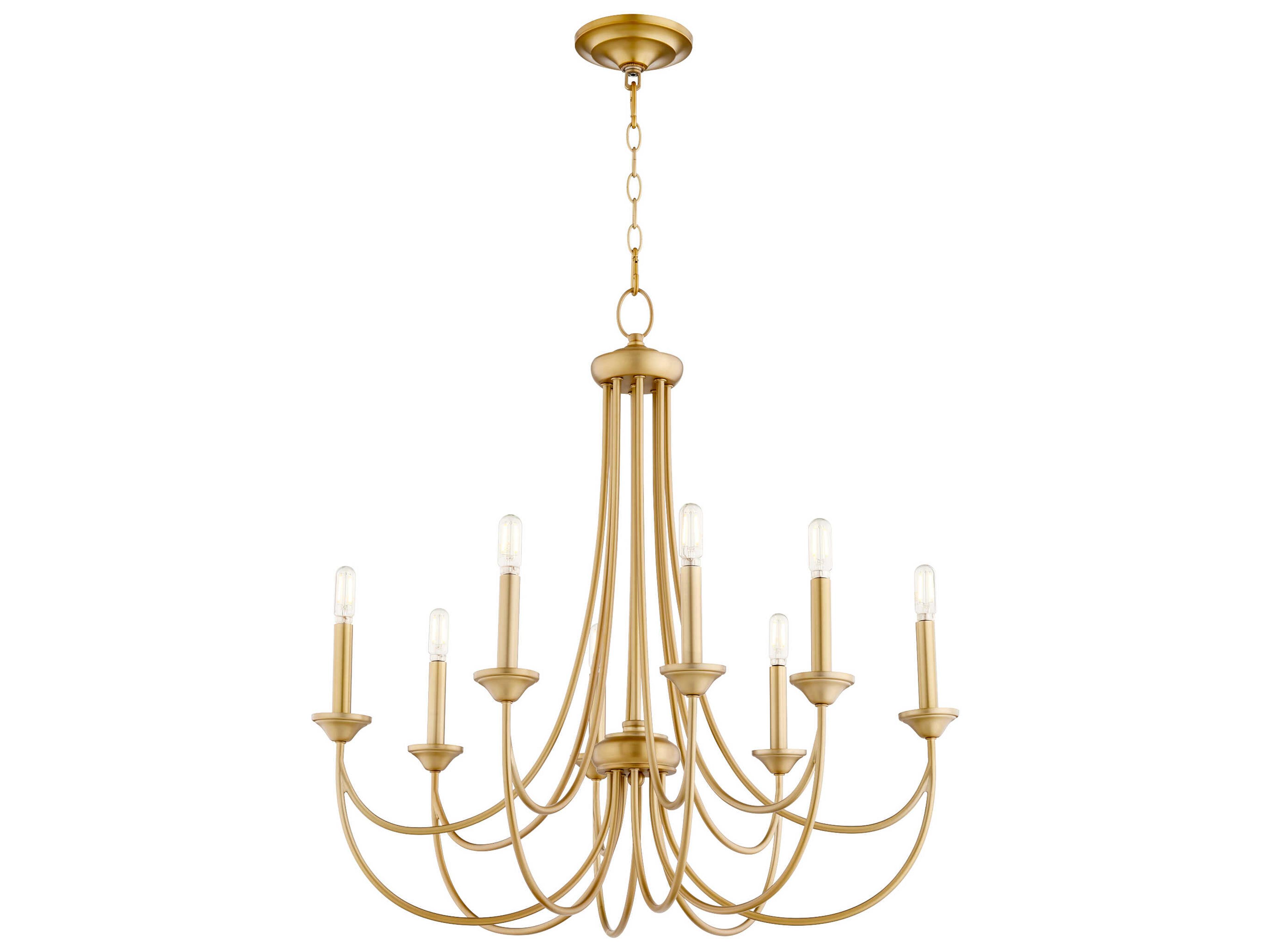 Quorum Brooks 8-Light Aged Brass Candelabra Chandelier