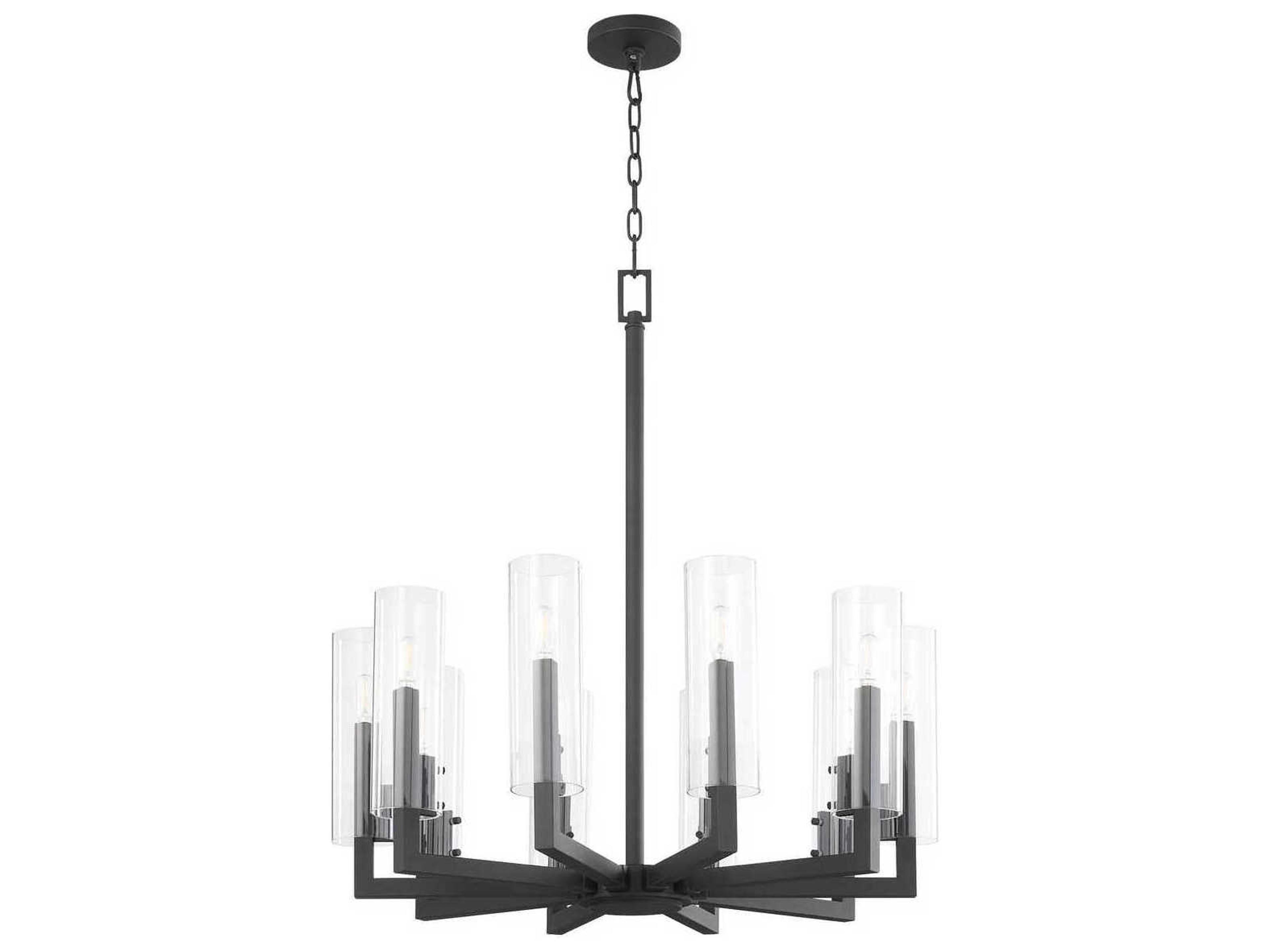 Harbin 10-Light Textured Black Candelabra Cylinder Chandelier