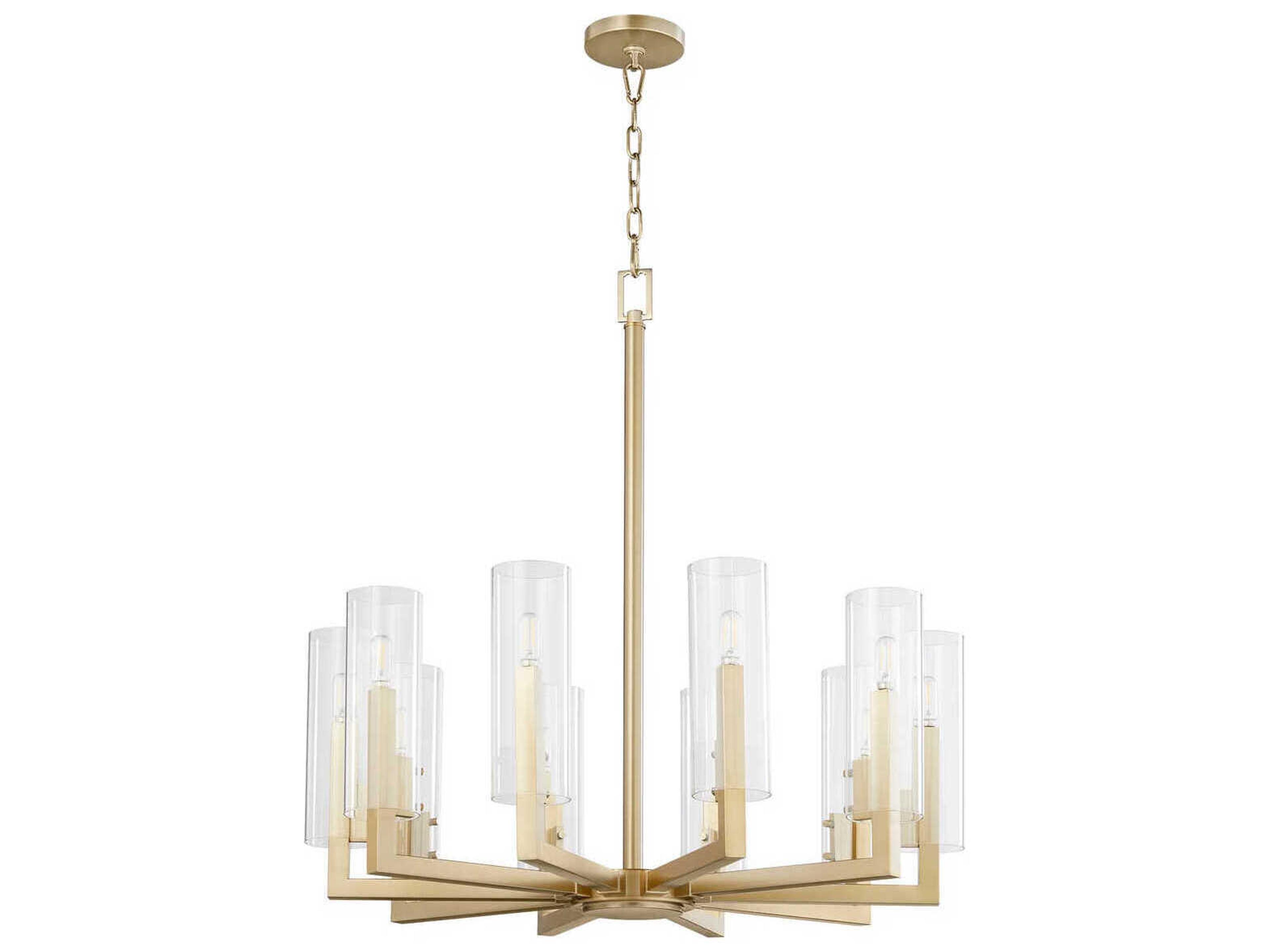 Harbin 10-Light Aged Brass Candelabra Cylinder Chandelier