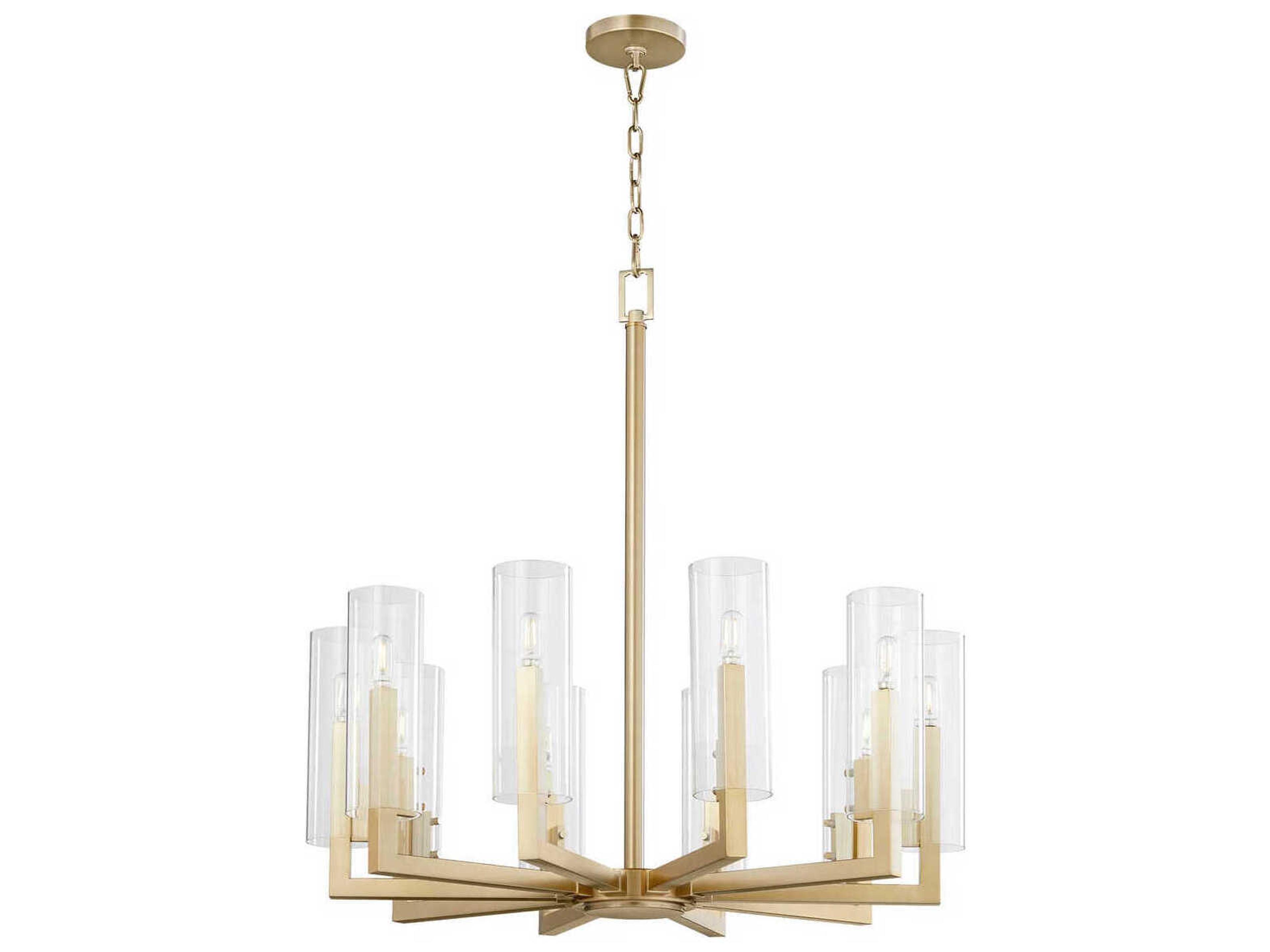 Quorum Harbin 10-Light Aged Brass Candelabra Cylinder Chandelier