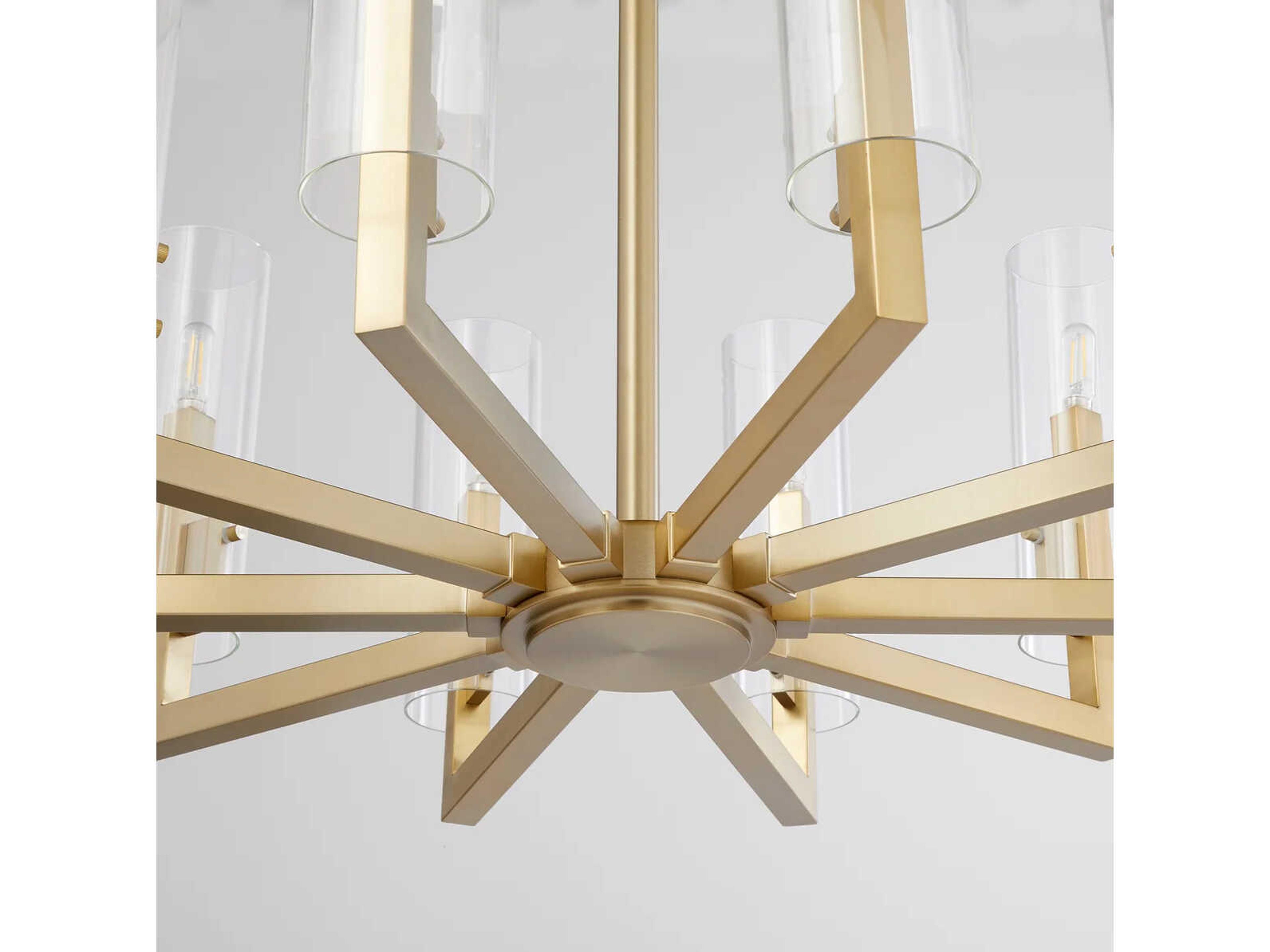 Quorum Harbin 10-Light Aged Brass Candelabra Cylinder Chandelier