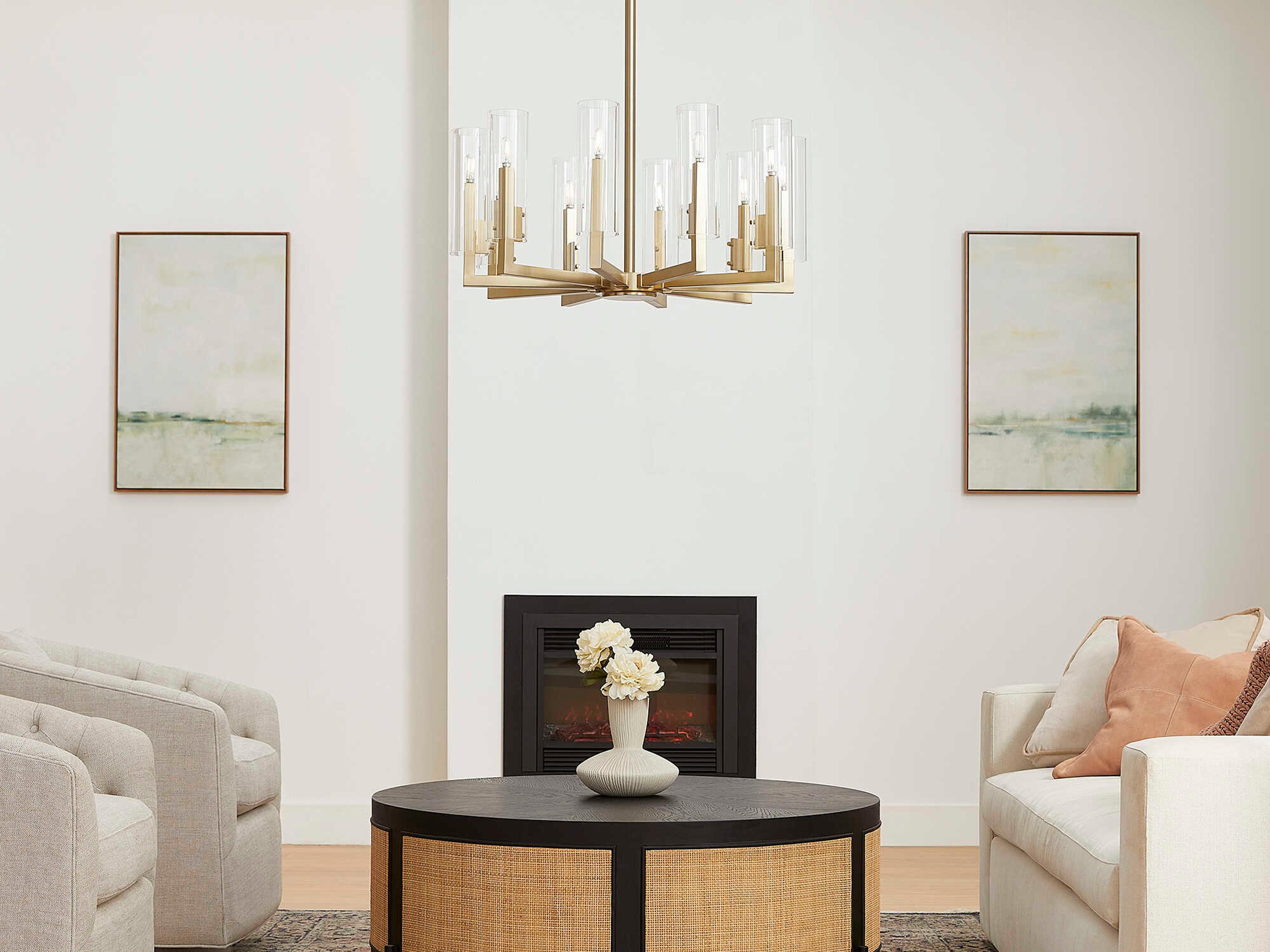 Quorum Harbin 10-Light Aged Brass Candelabra Cylinder Chandelier