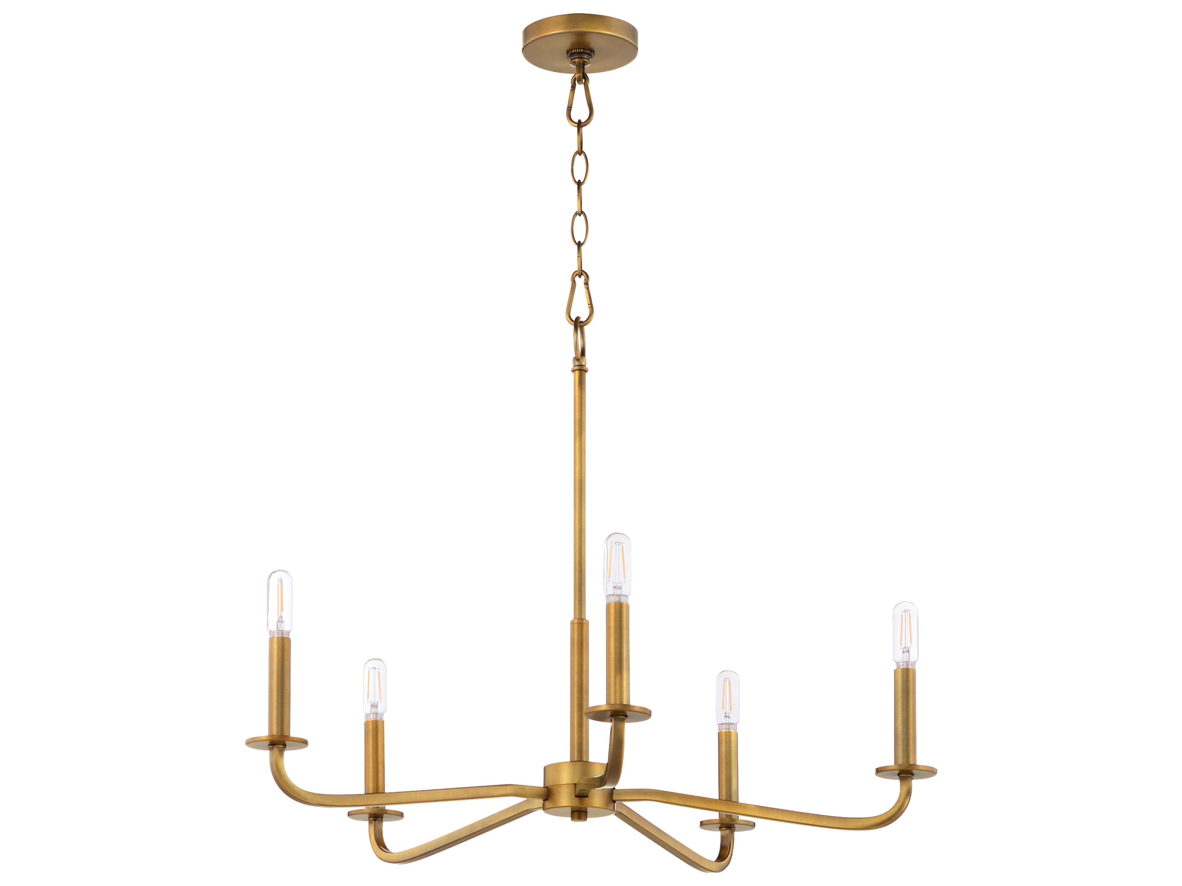 Rutherford 5-Light Brushed Brass Candelabra Chandelier
