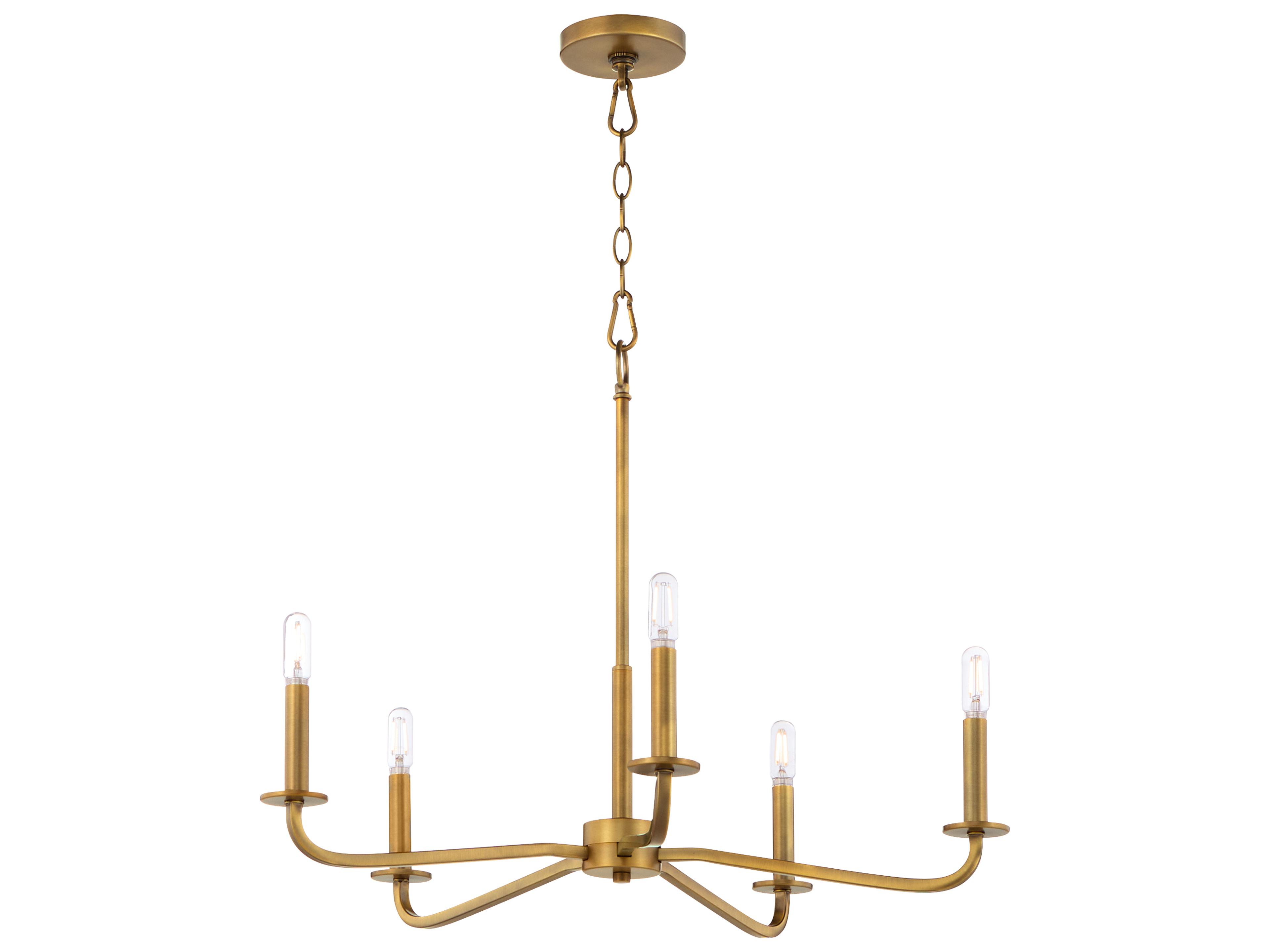 Quorum Rutherford 5-Light Brushed Brass Candelabra Chandelier