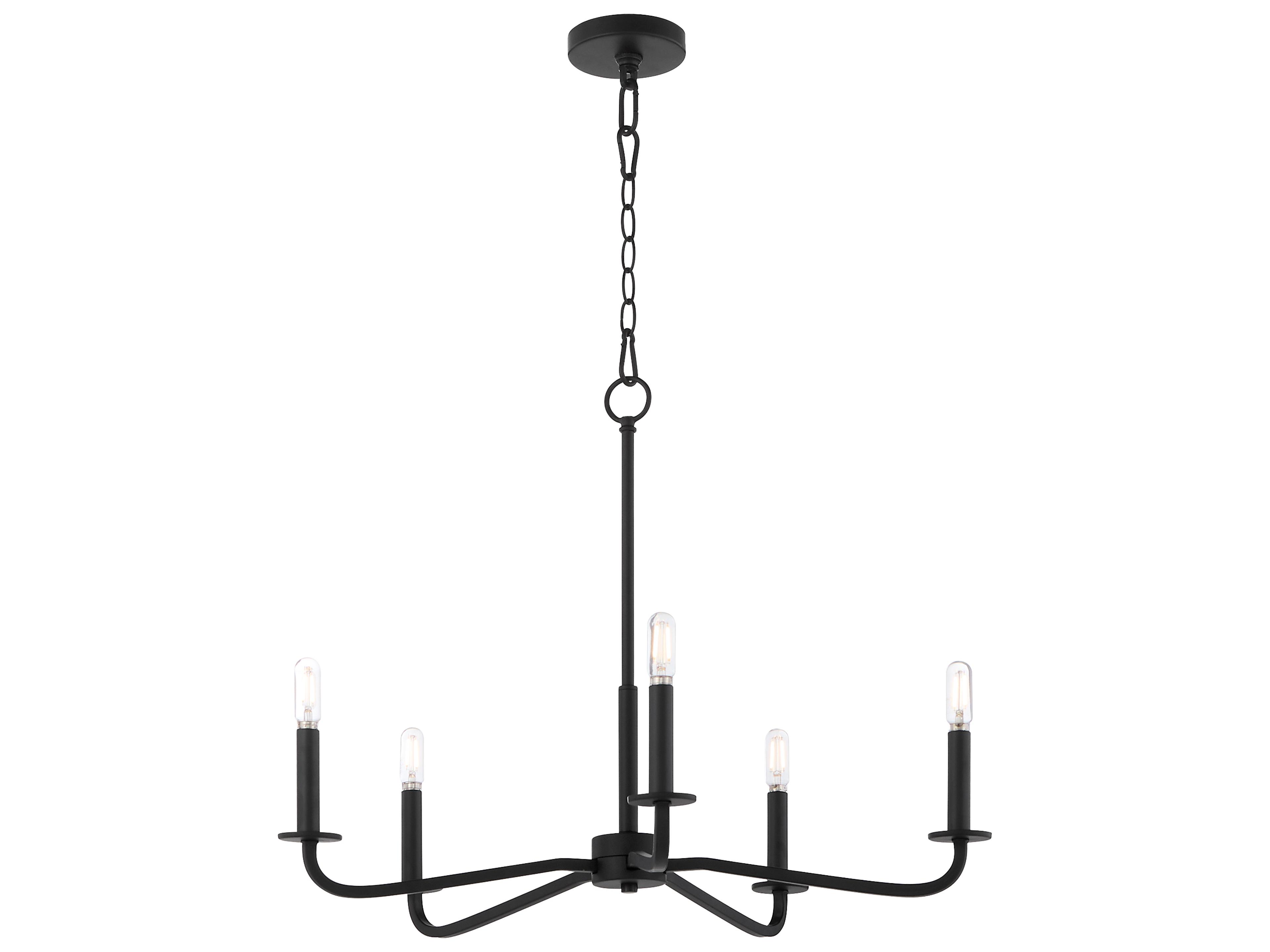 Quorum Rutherford 5-Light Matte Black Candelabra Chandelier