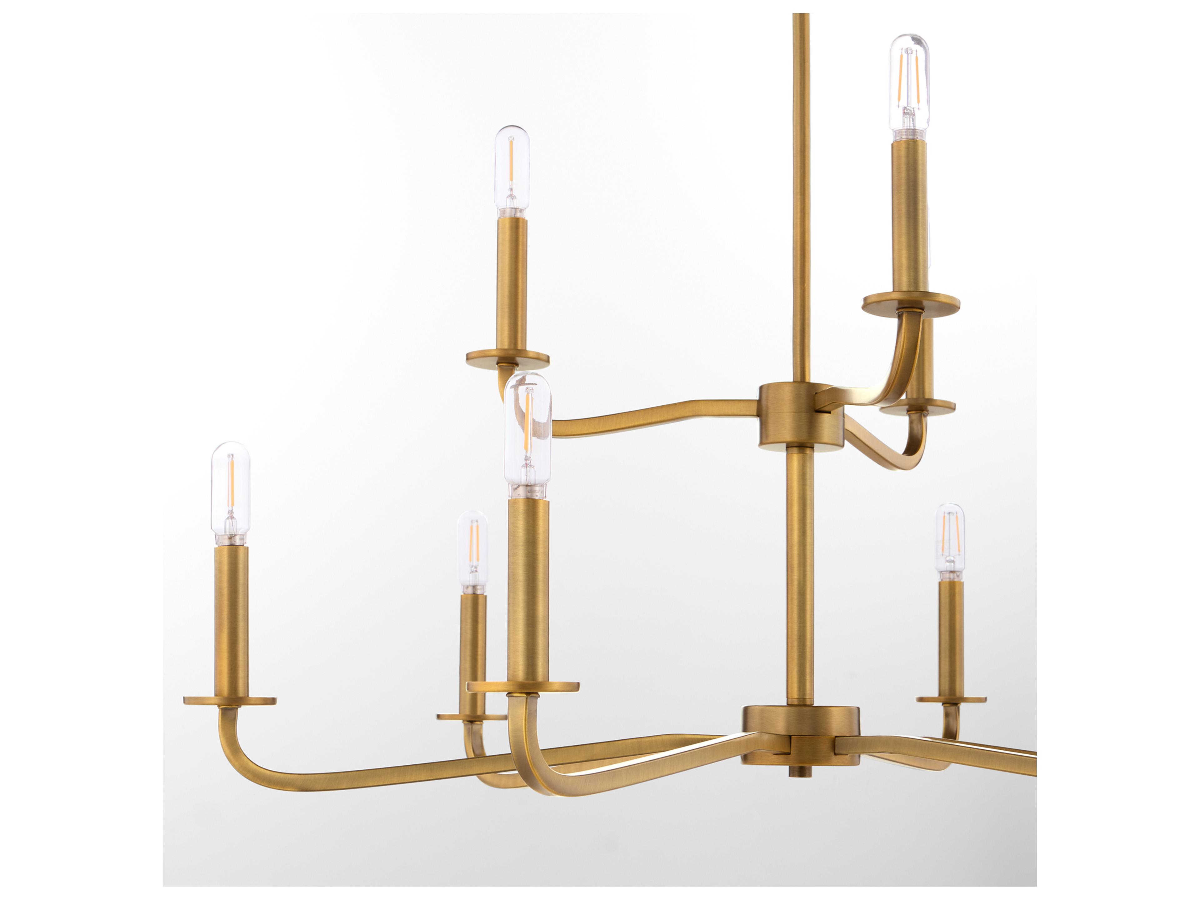 Quorum Rutherford 9-Light Brushed Brass Candelabra Tiered Chandelier