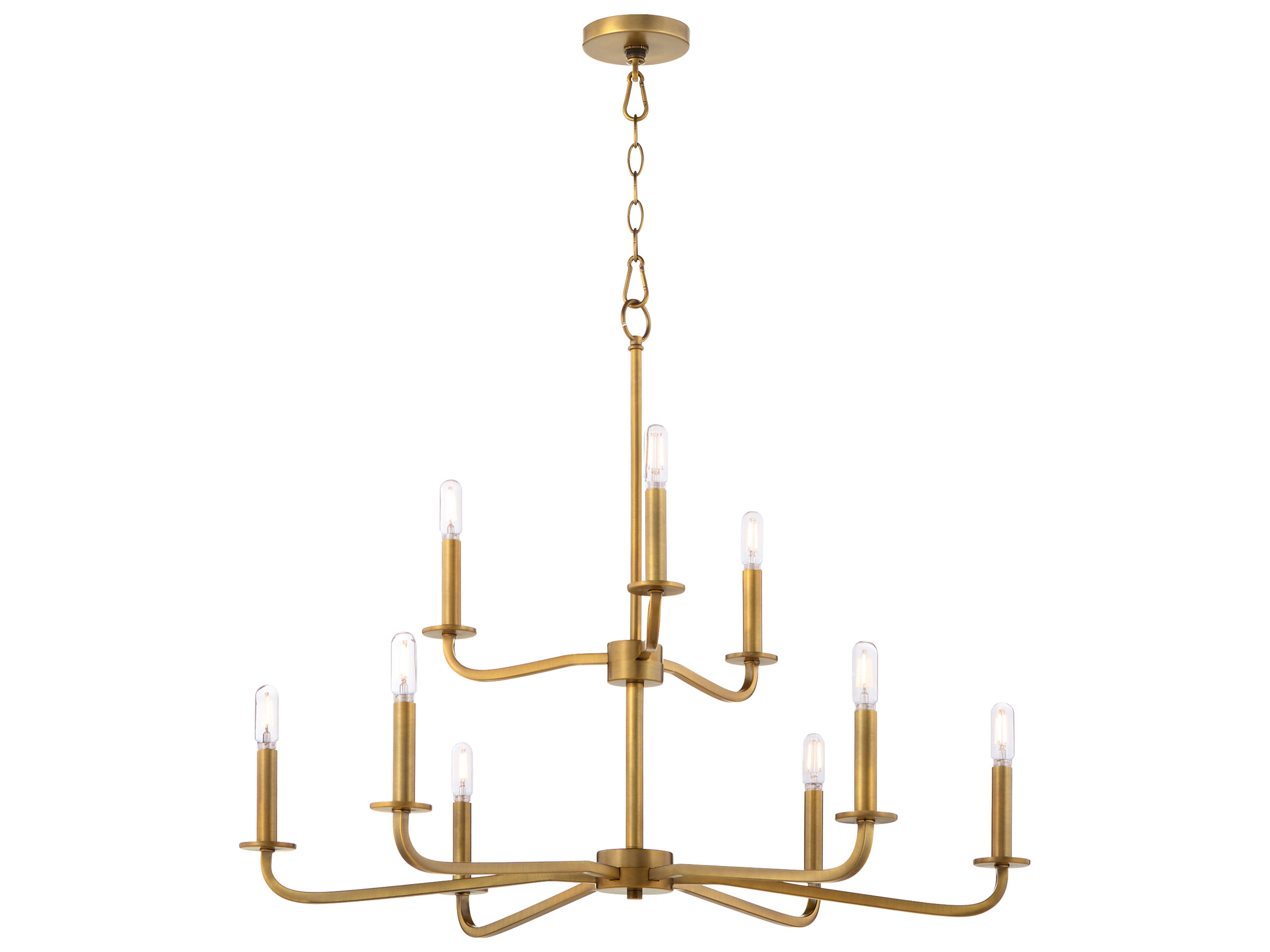 Quorum Rutherford 9-Light Brushed Brass Candelabra Tiered Chandelier