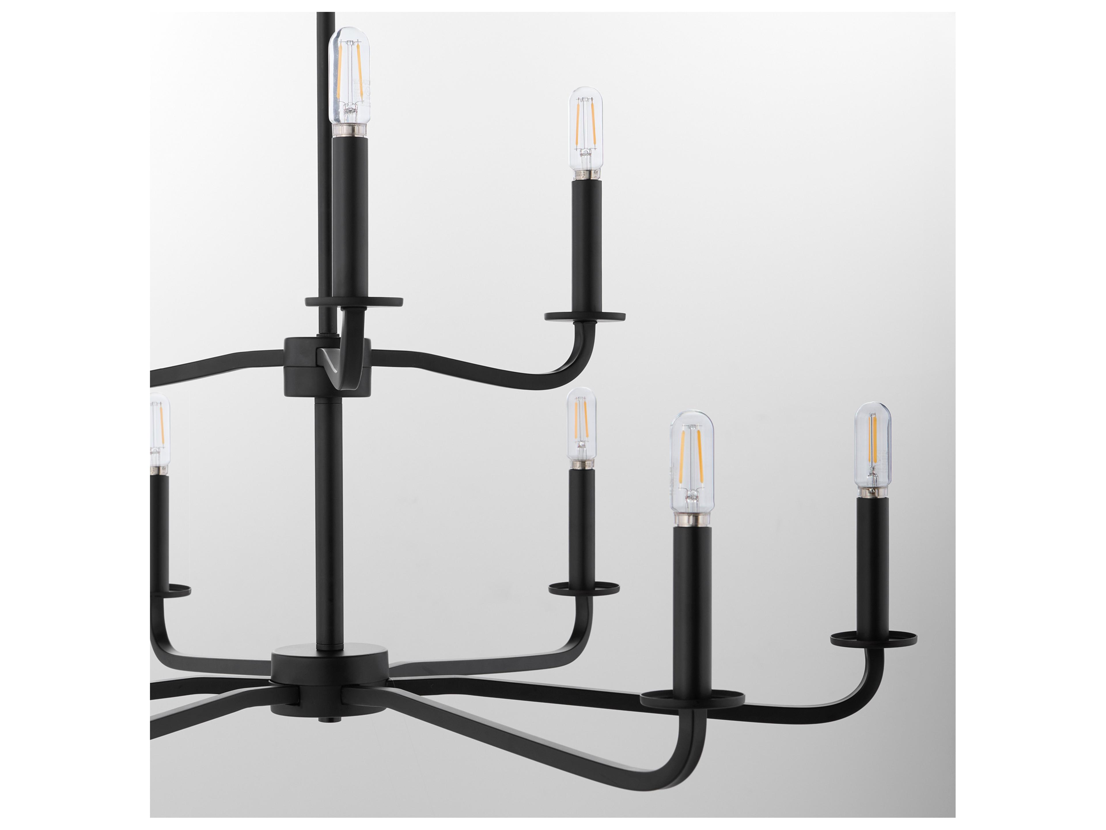Quorum Rutherford 9-Light Matte Black Candelabra Tiered Chandelier