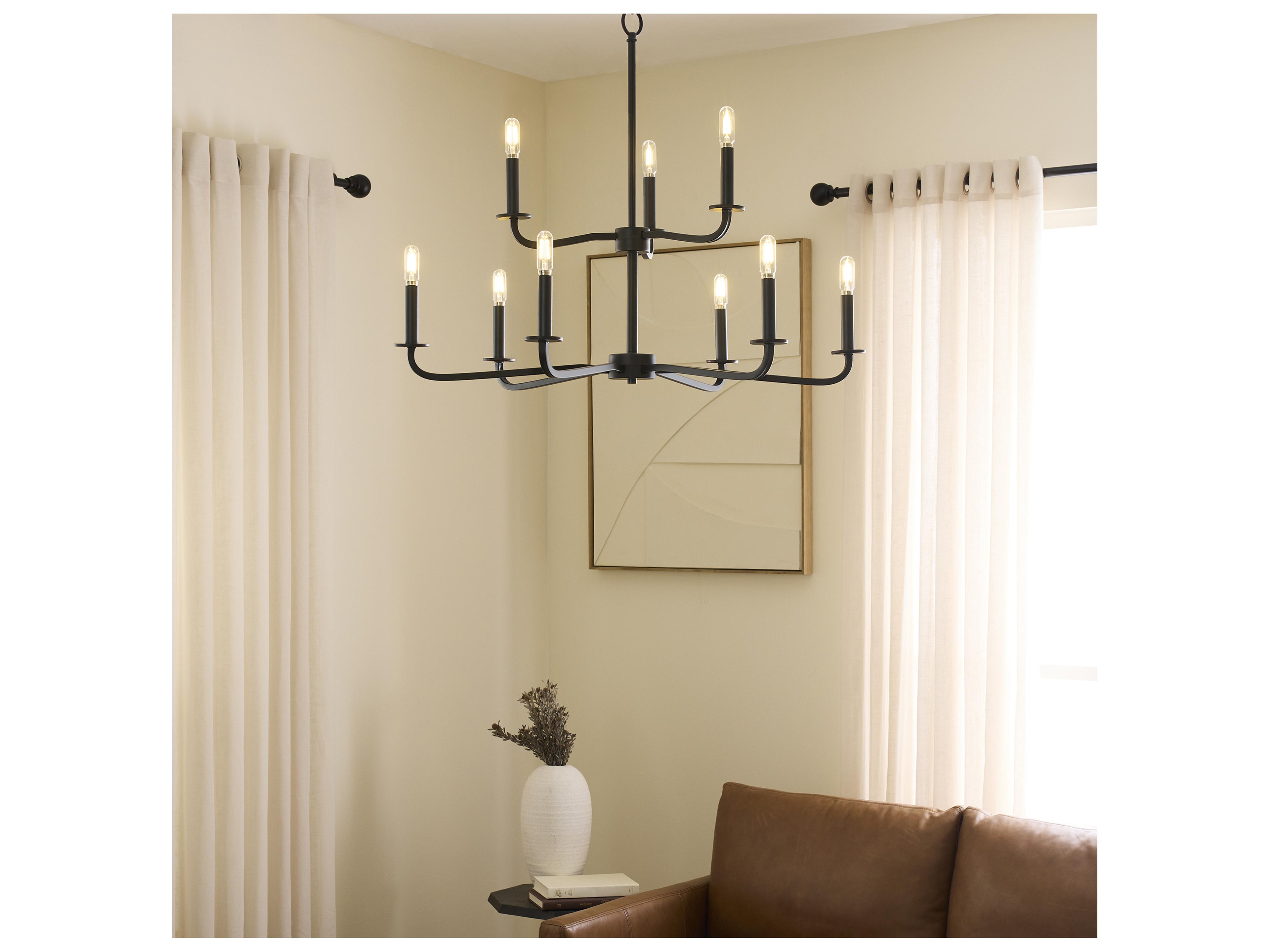 Quorum Rutherford 9-Light Matte Black Candelabra Tiered Chandelier
