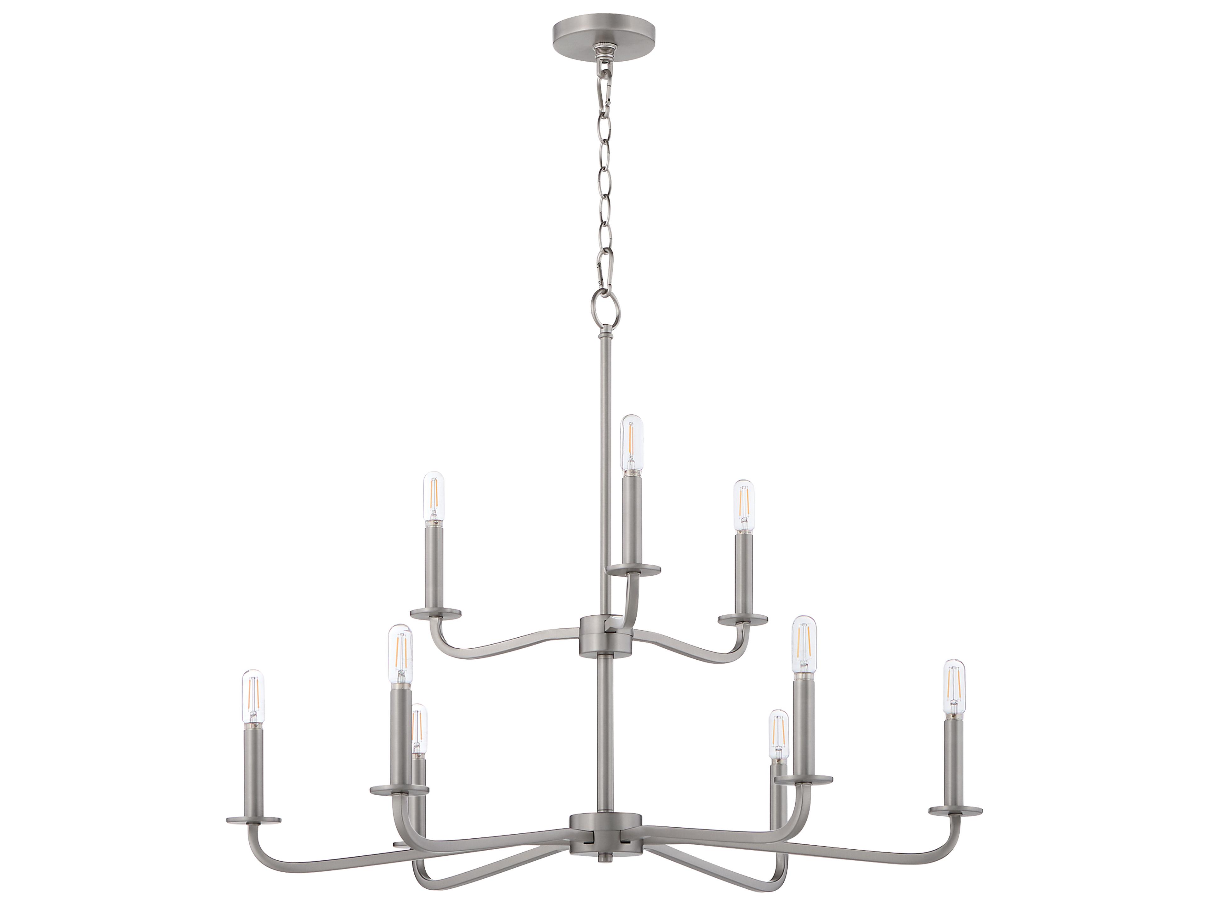 Rutherford 9-Light Satin Nickel Candelabra Tiered Chandelier