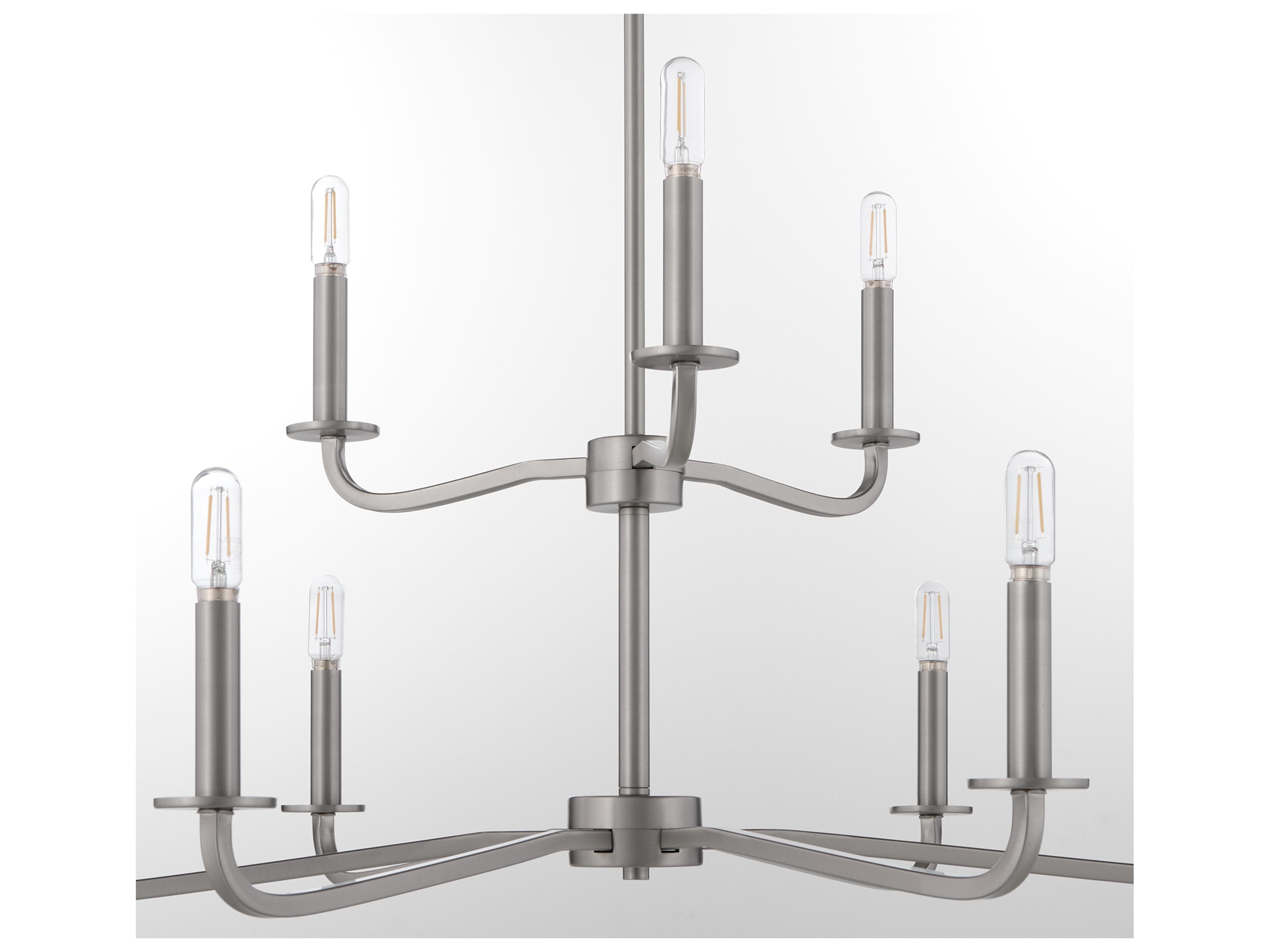 Quorum Rutherford 9-Light Satin Nickel Candelabra Tiered Chandelier