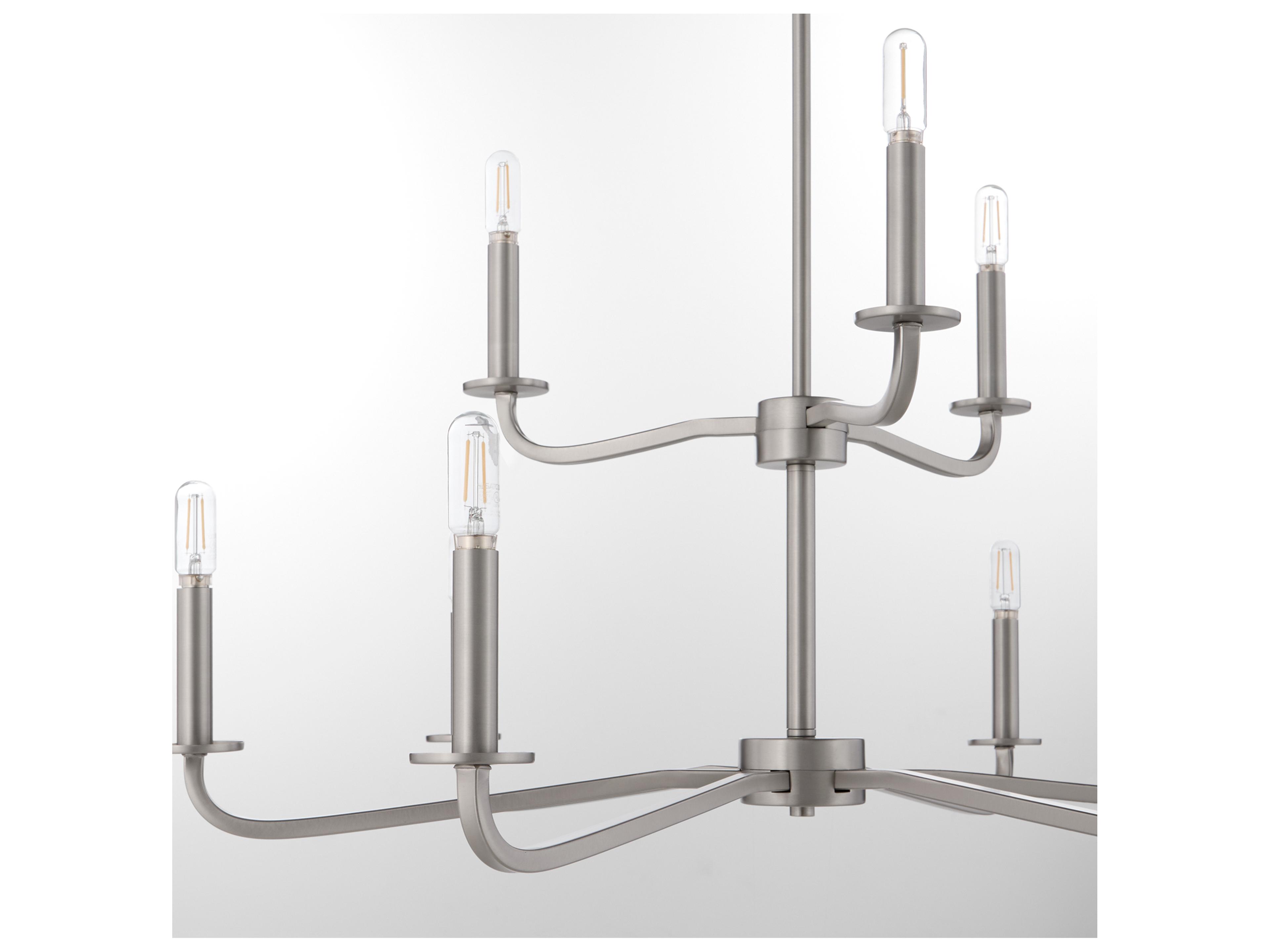 Quorum Rutherford 9-Light Satin Nickel Candelabra Tiered Chandelier