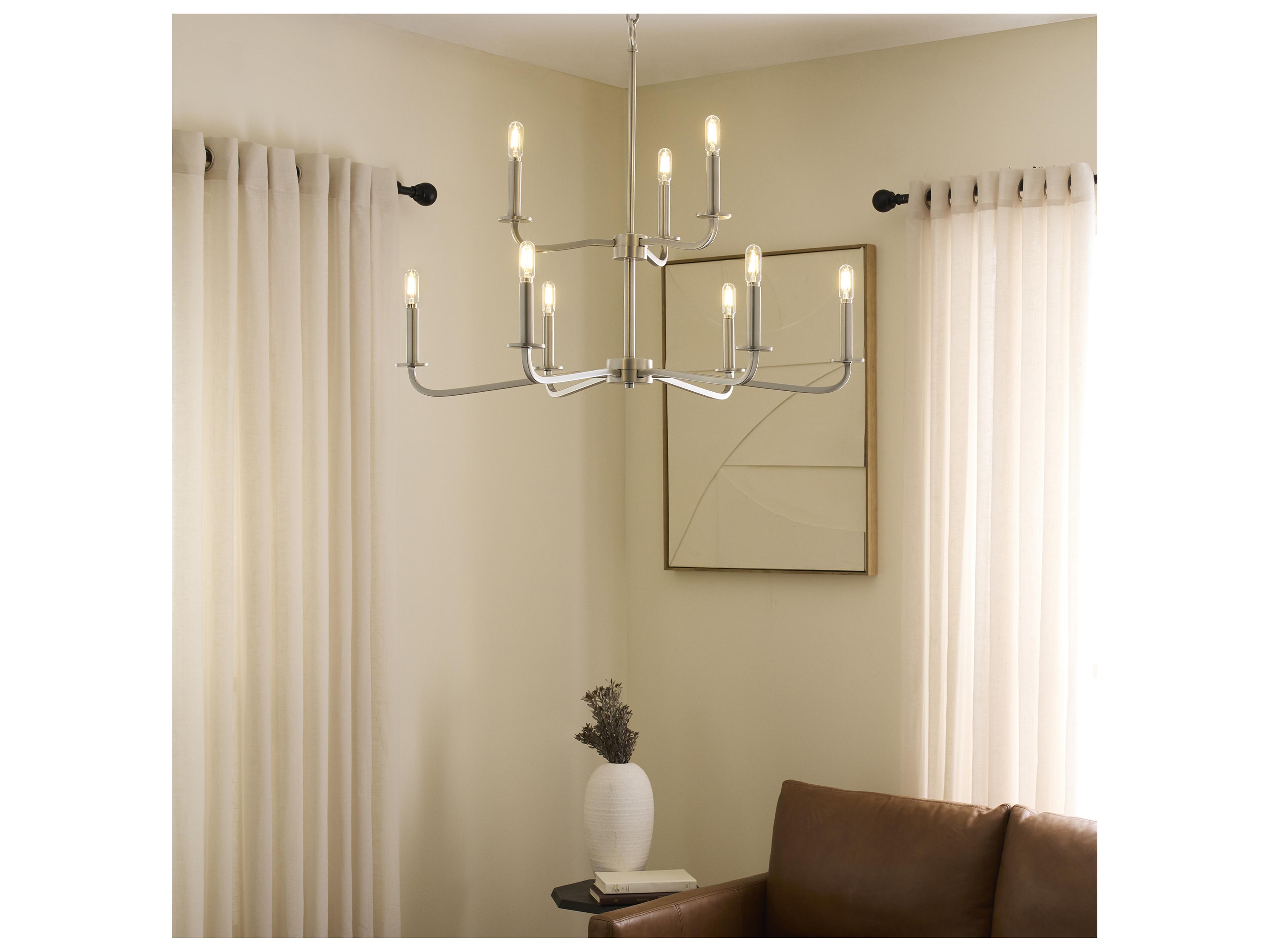 Quorum Rutherford 9-Light Satin Nickel Candelabra Tiered Chandelier
