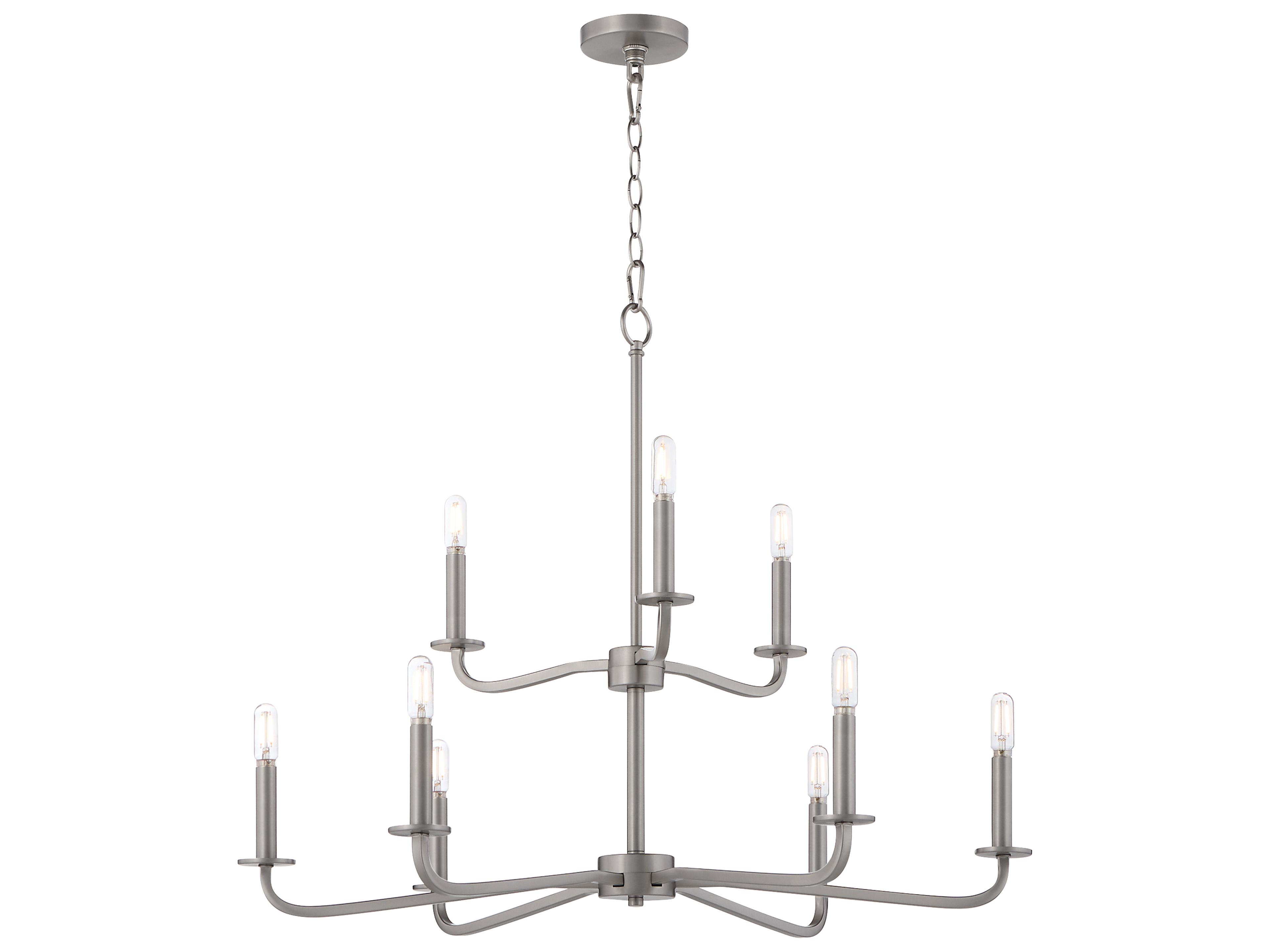 Quorum Rutherford 9-Light Satin Nickel Candelabra Tiered Chandelier
