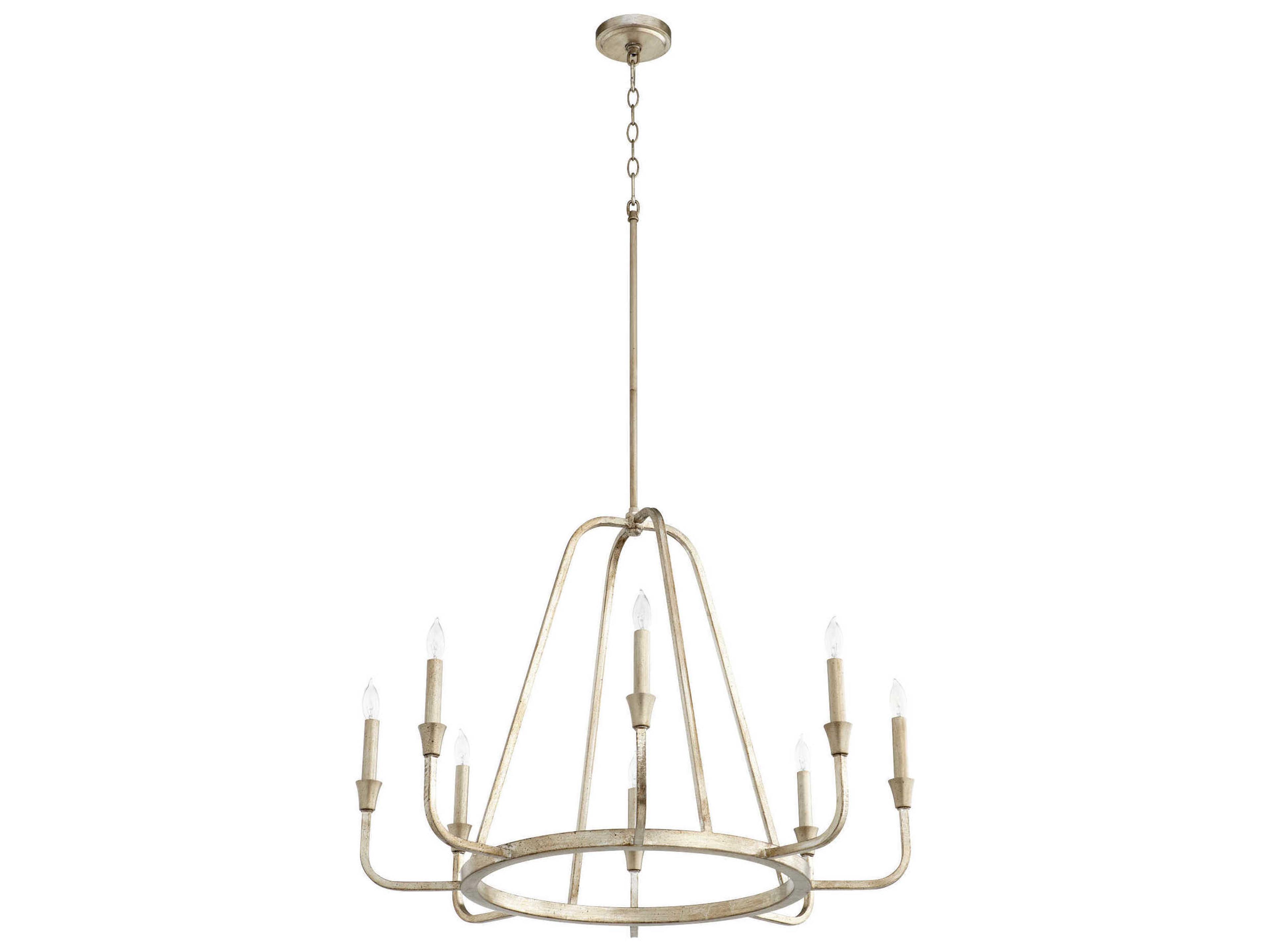 Marquee 8-Light Aged Silver Leaf Candelabra Round Chandelier
