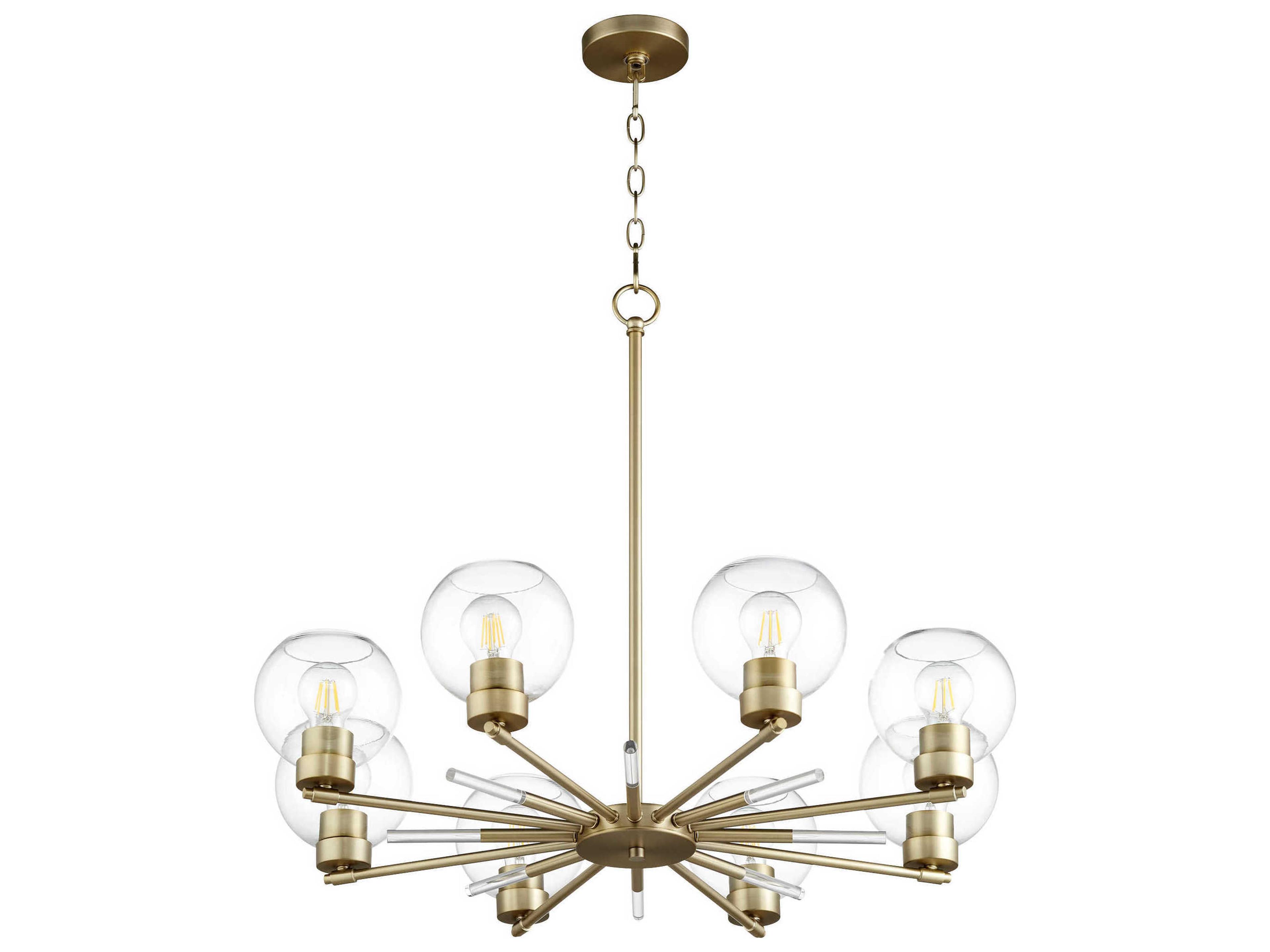 Volan 8-Light Aged Brass Glass Globe Chandelier