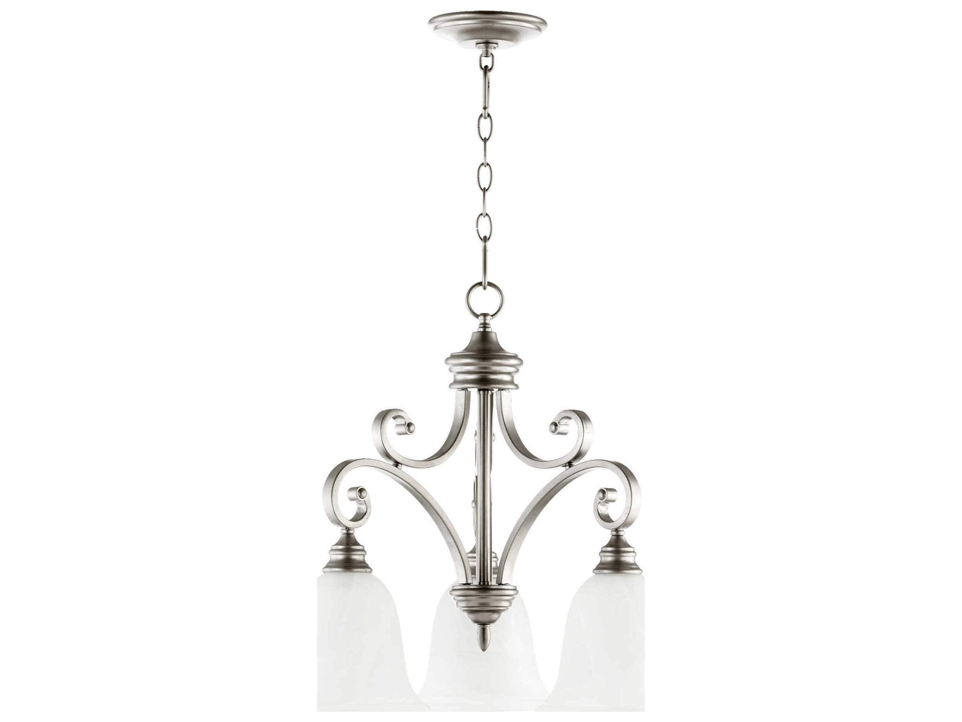 Bryant 3-Light Classic Nickel Glass Bell Chandelier