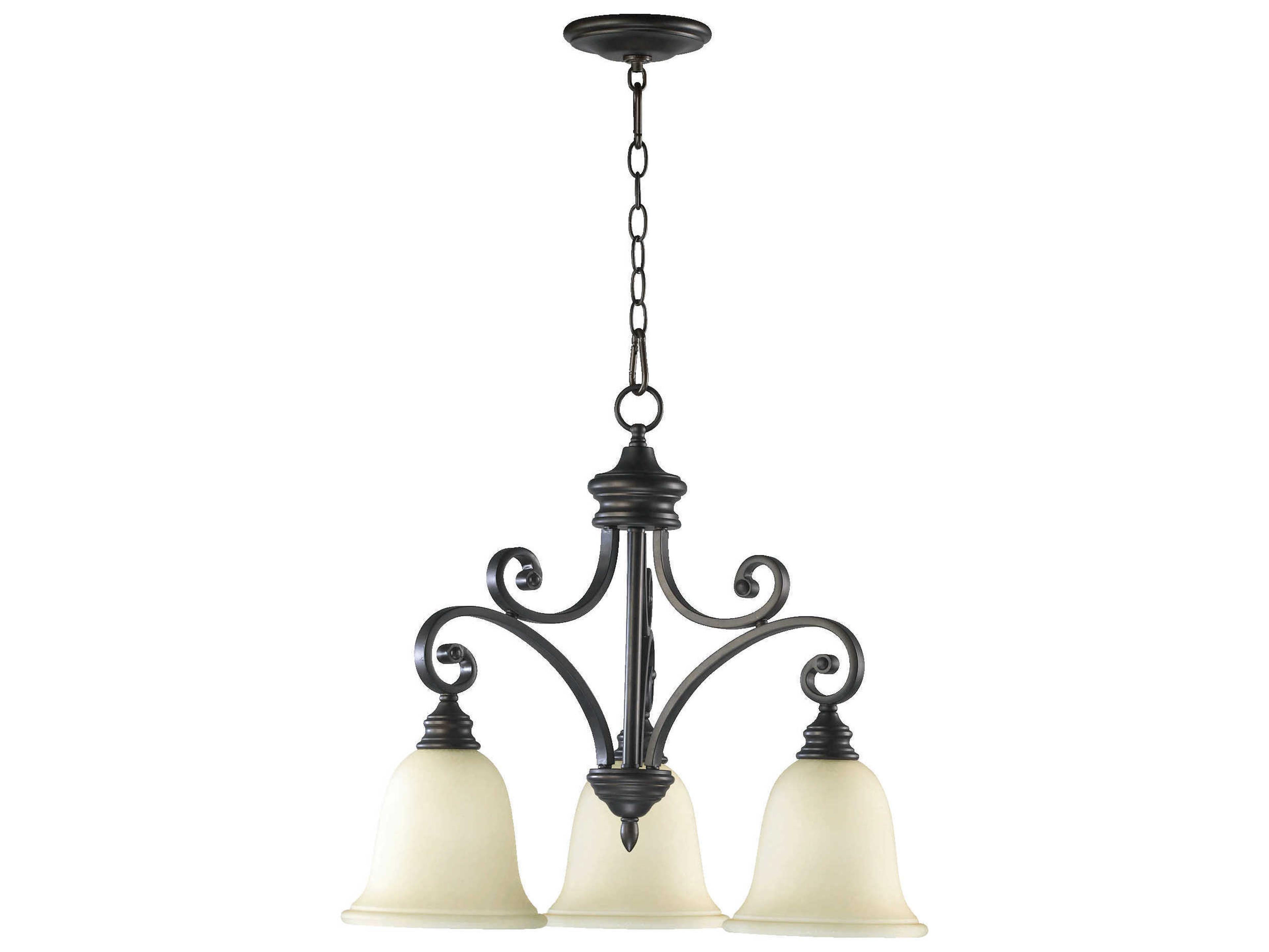 Bryant 3-Light Oiled Bronze Glass Bell Chandelier