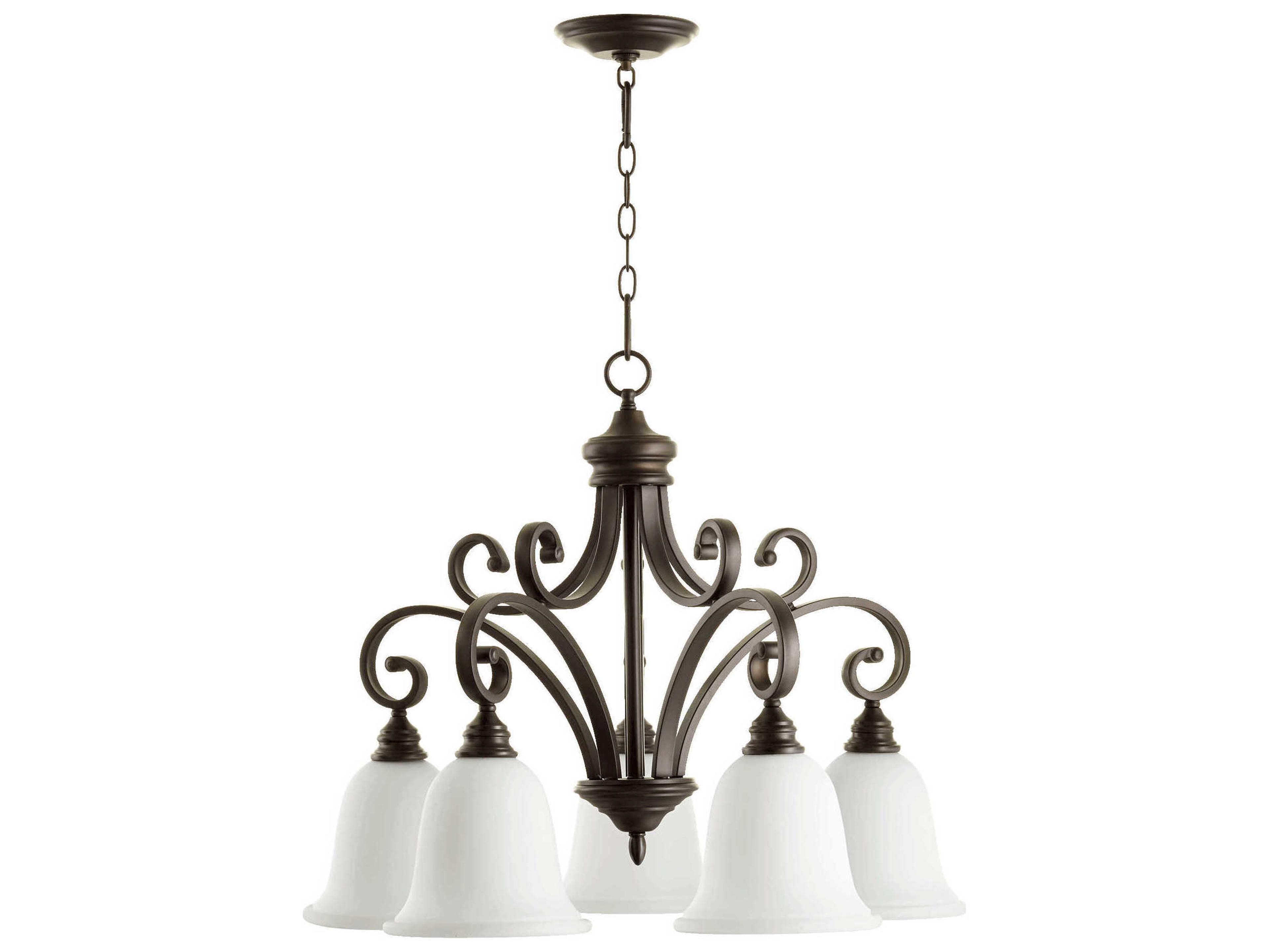 Bryant 5-Light Oiled Bronze With Satin Opal Glass Bell Chandelier