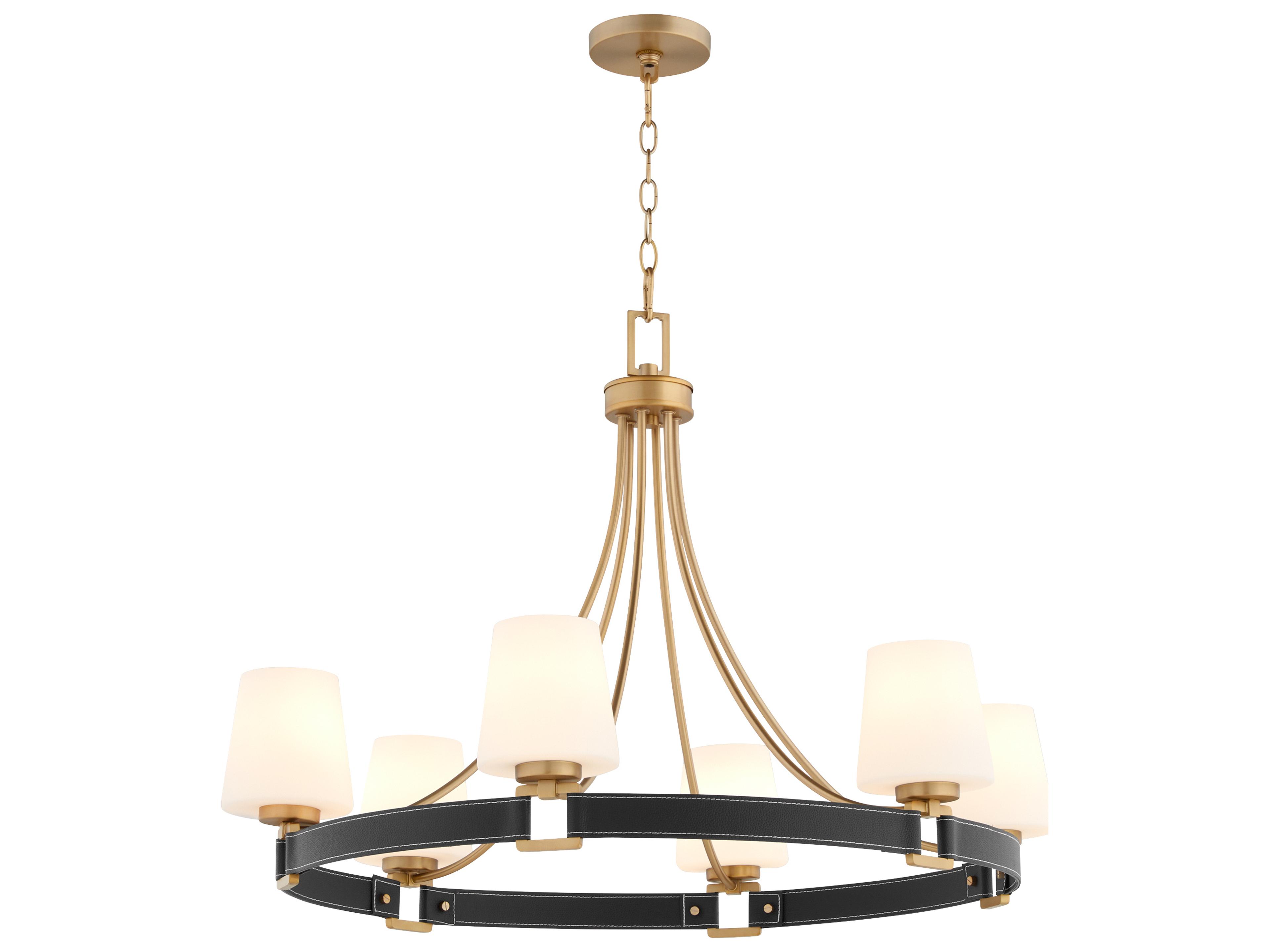 Quorum Hidalgo 6-Light Aged Brass Candelabra Empire Chandelier