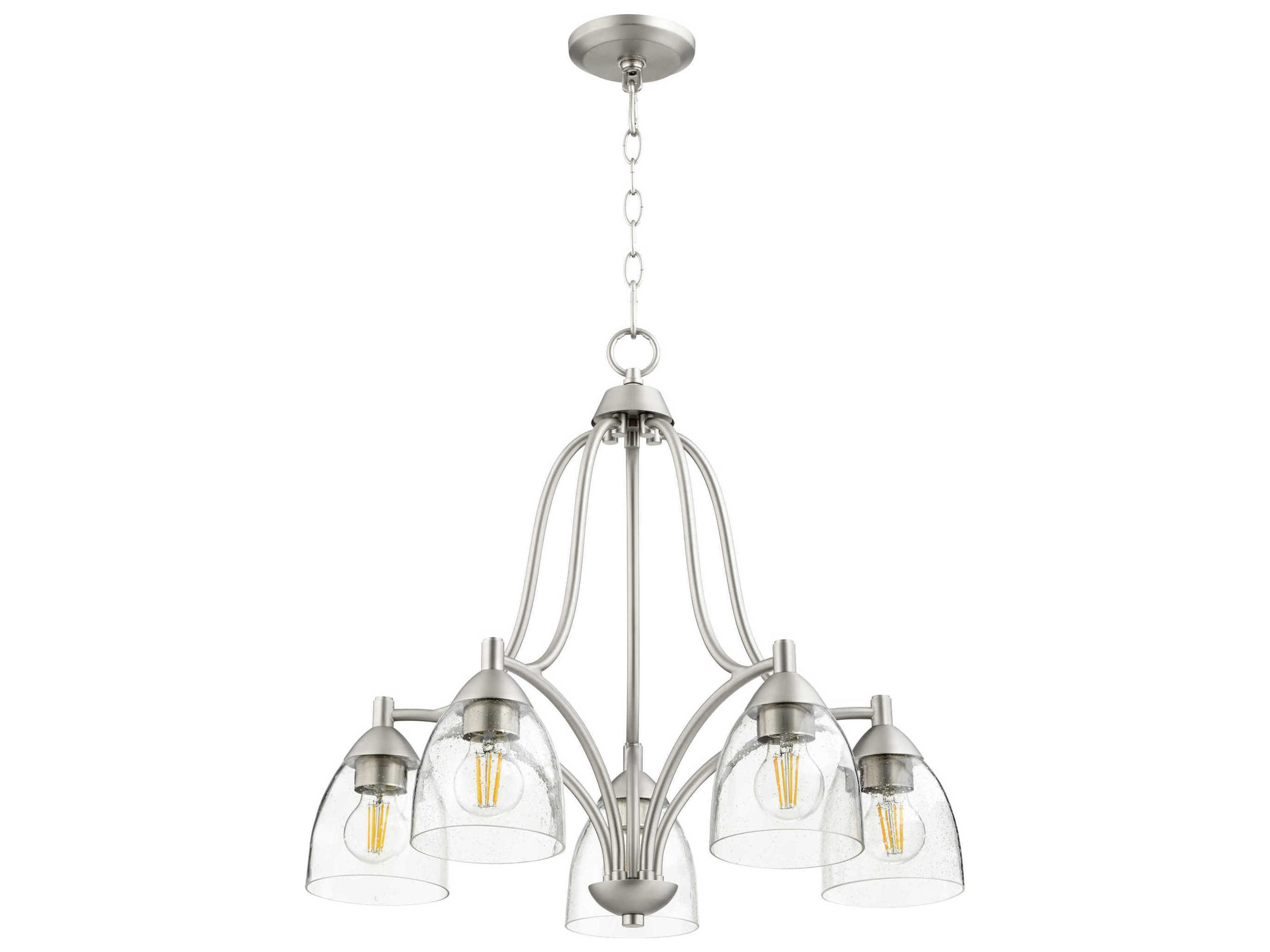 Barkley 5-Light Satin Nickel Glass Bell Chandelier
