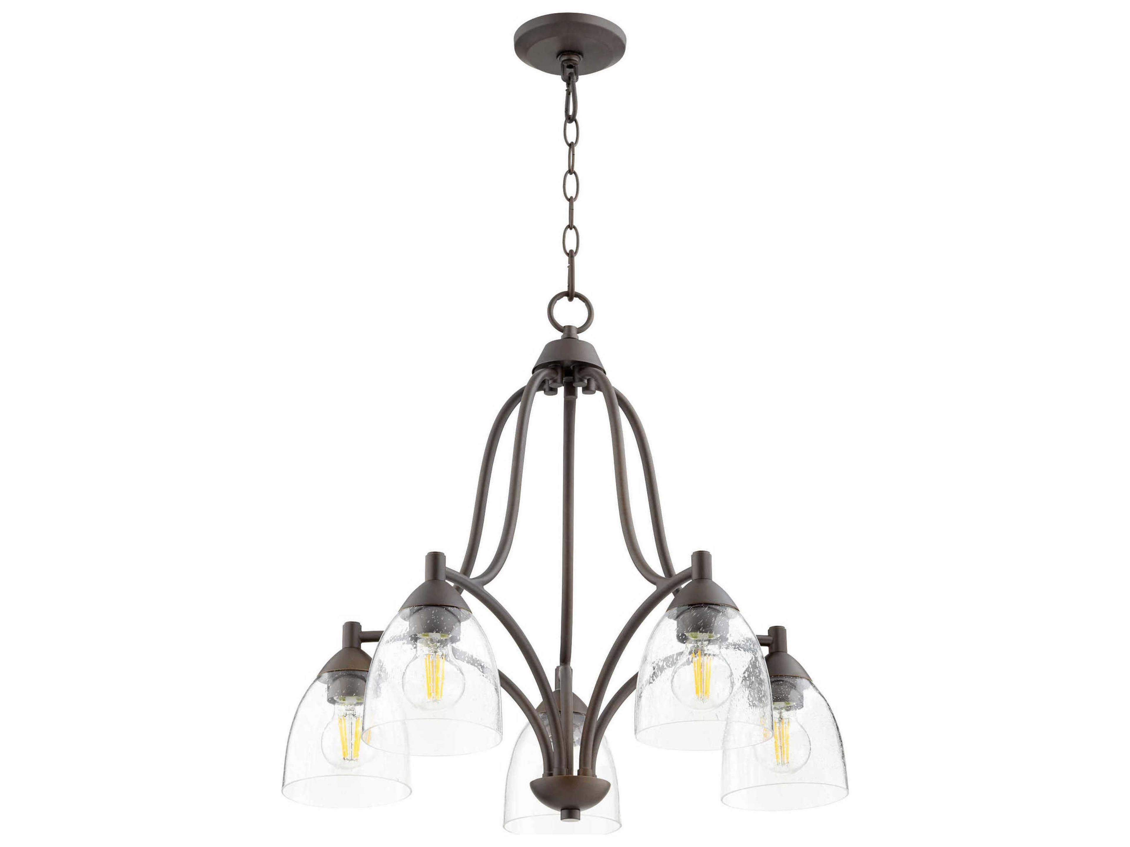 Barkley 5-Light Oiled Bronze Glass Bell Chandelier