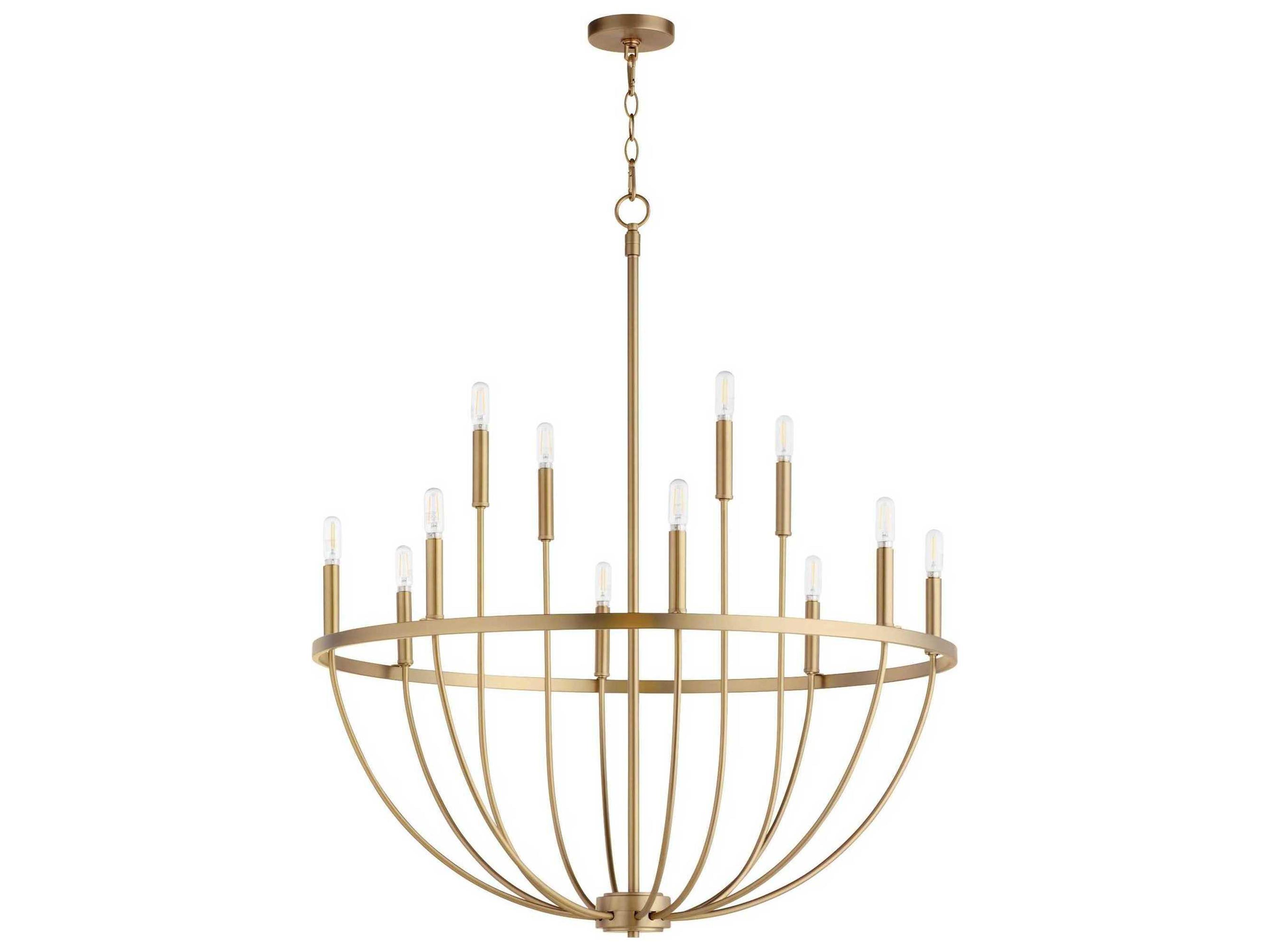 Tribute 12-Light Aged Brass Candelabra Chandelier