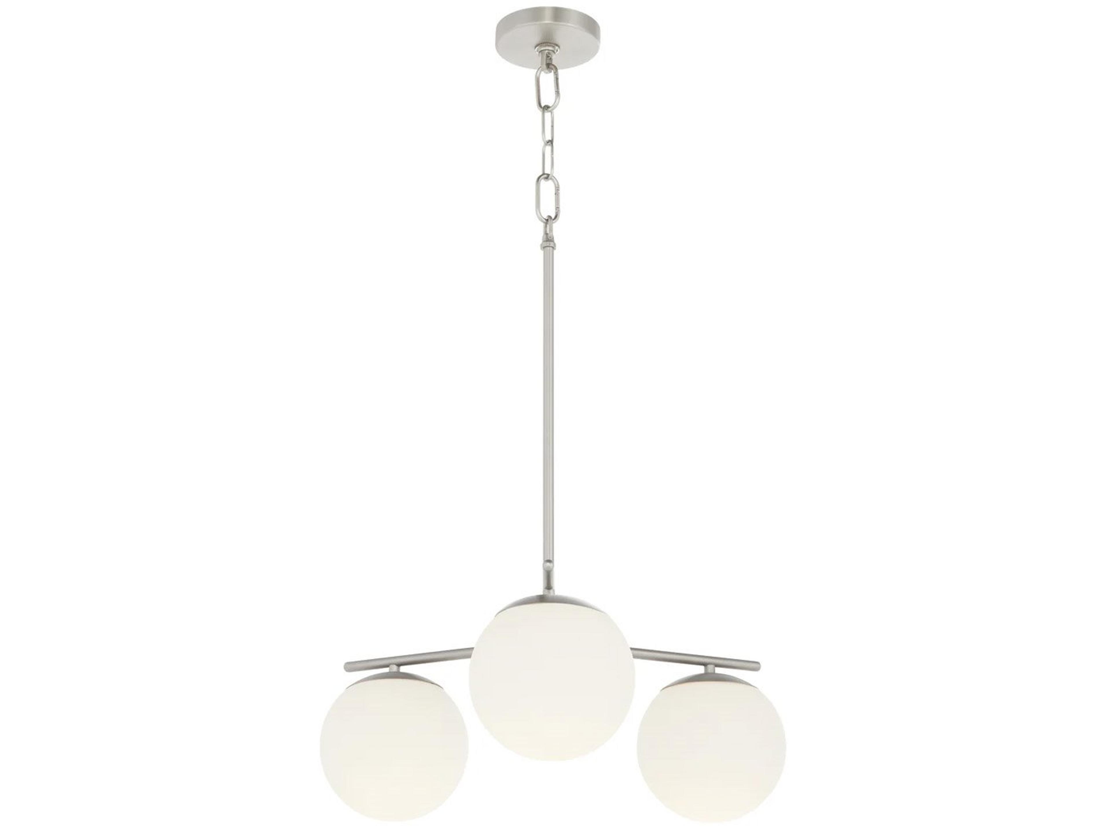 Quorum Jasper 3-Light Satin Nickel Steel Globe Chandelier