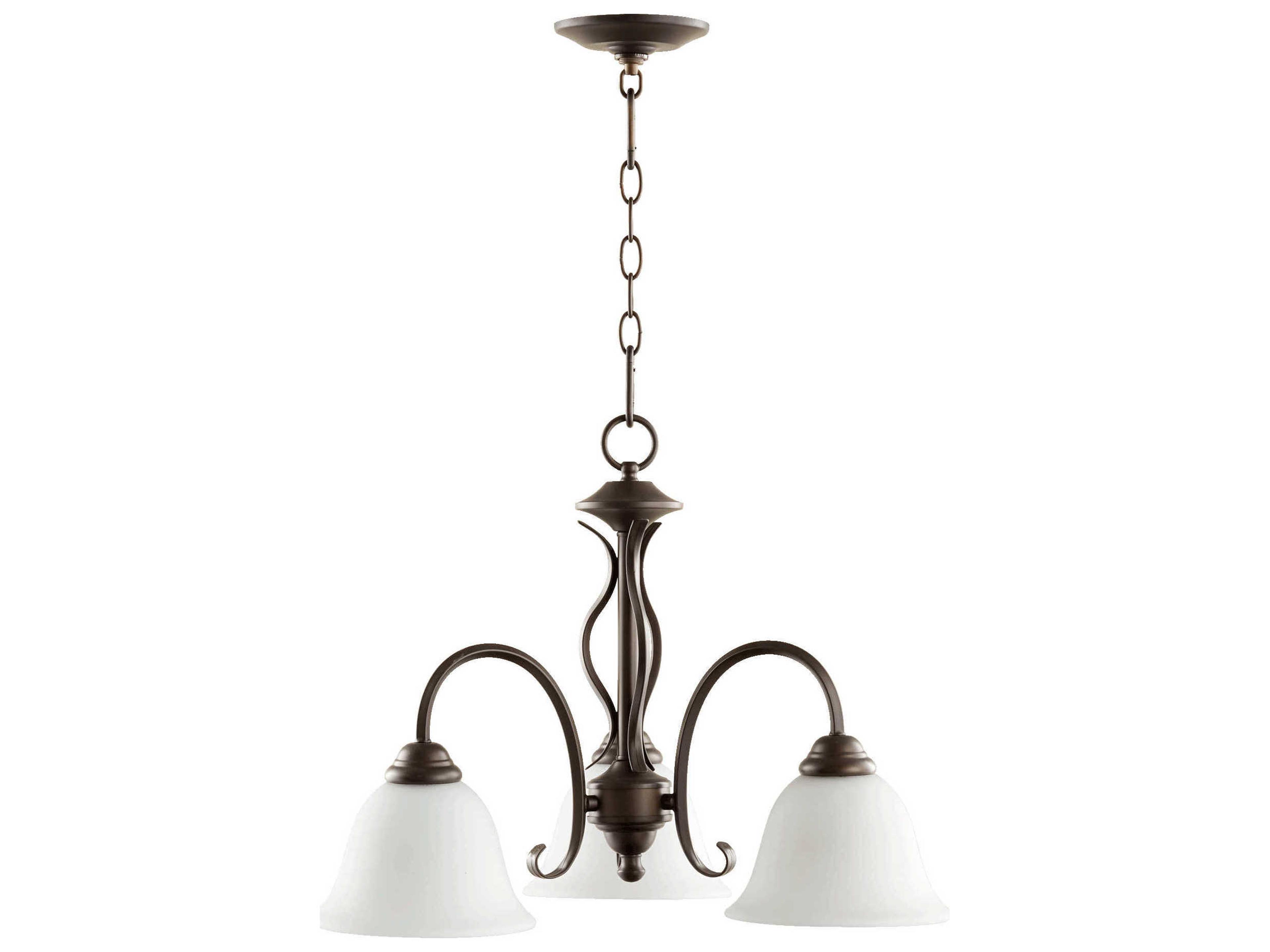 Spencer 3-Light Oiled Bronze With Satin Opal White Glass Bell Chandelier