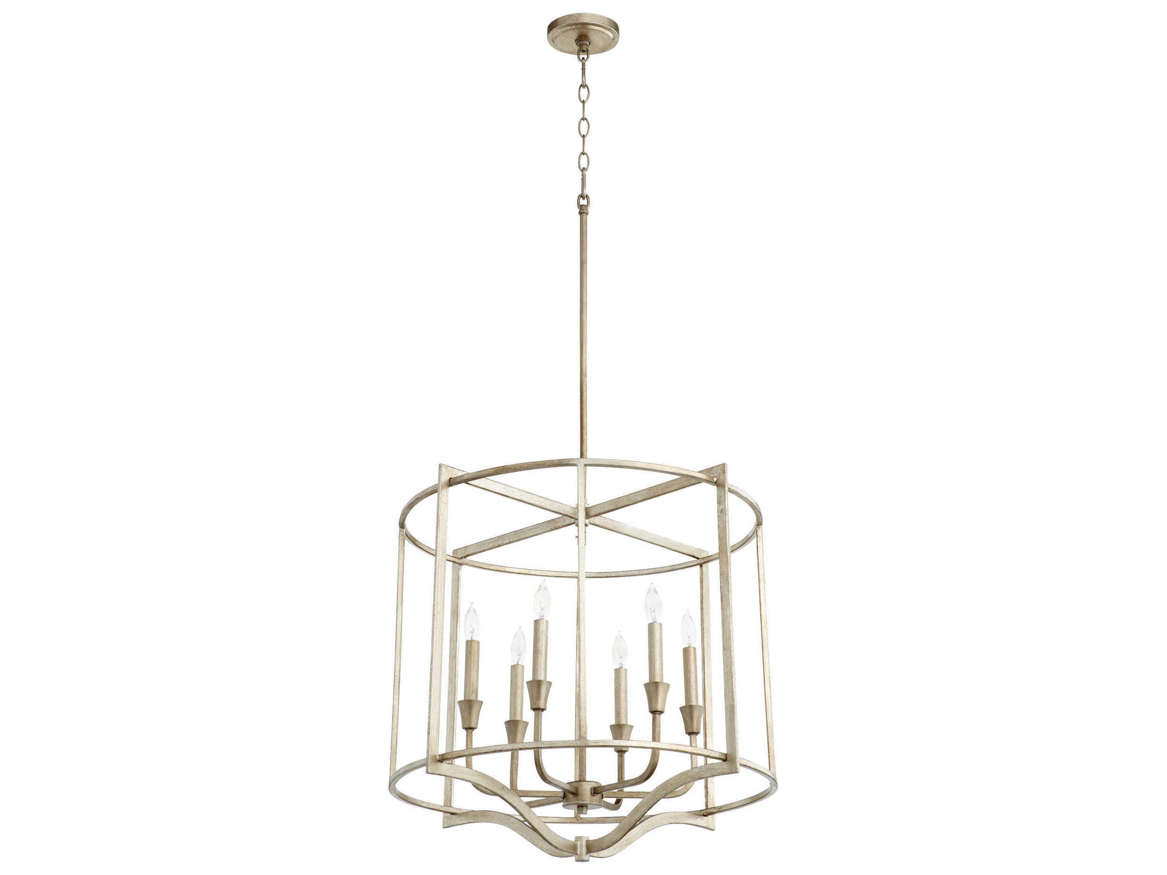 Marquee 6-Light Aged Silver Leaf Candelabra Drum Chandelier