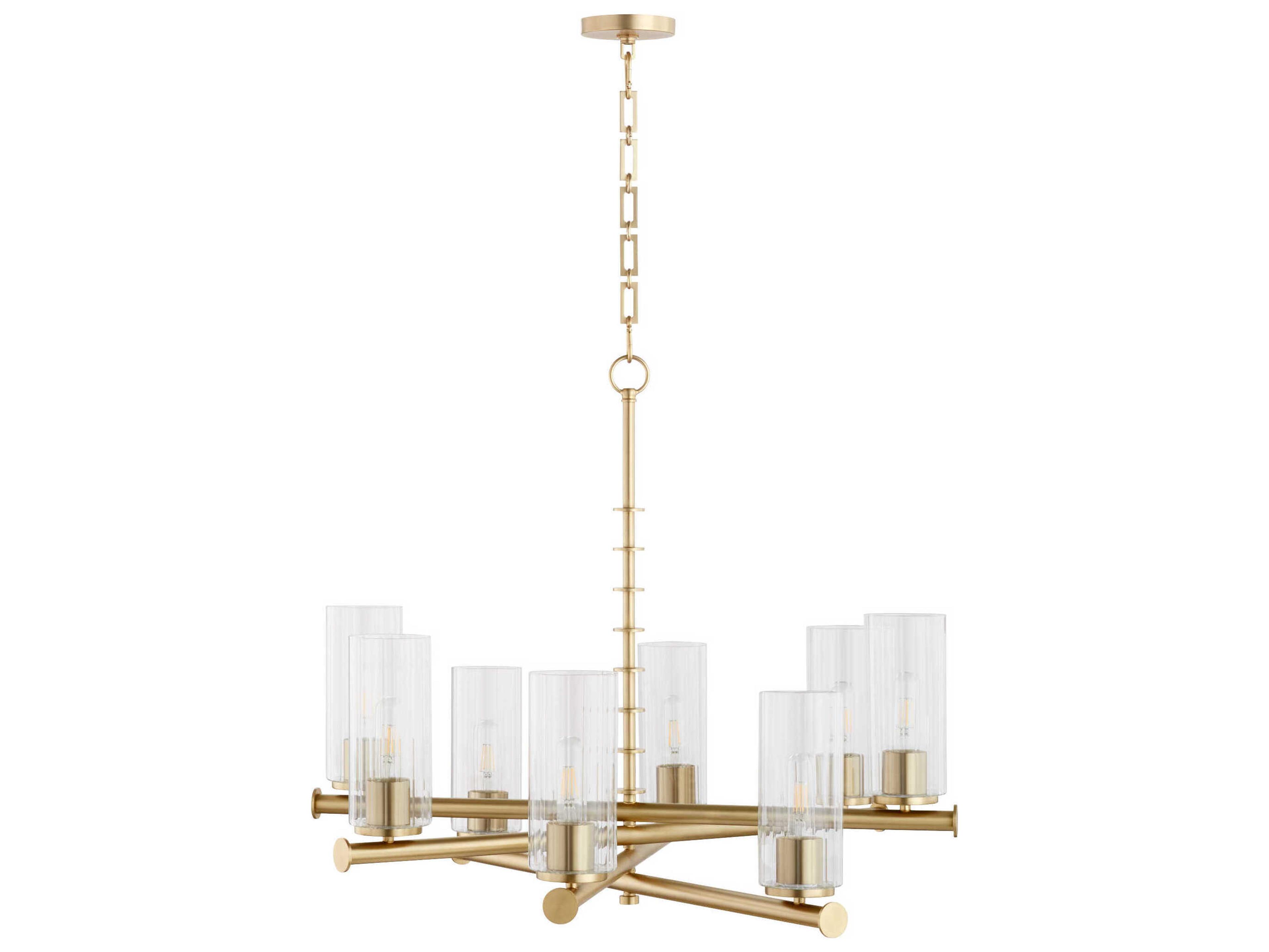 Mercier 8-Light Aged Brass Cylinder Chandelier
