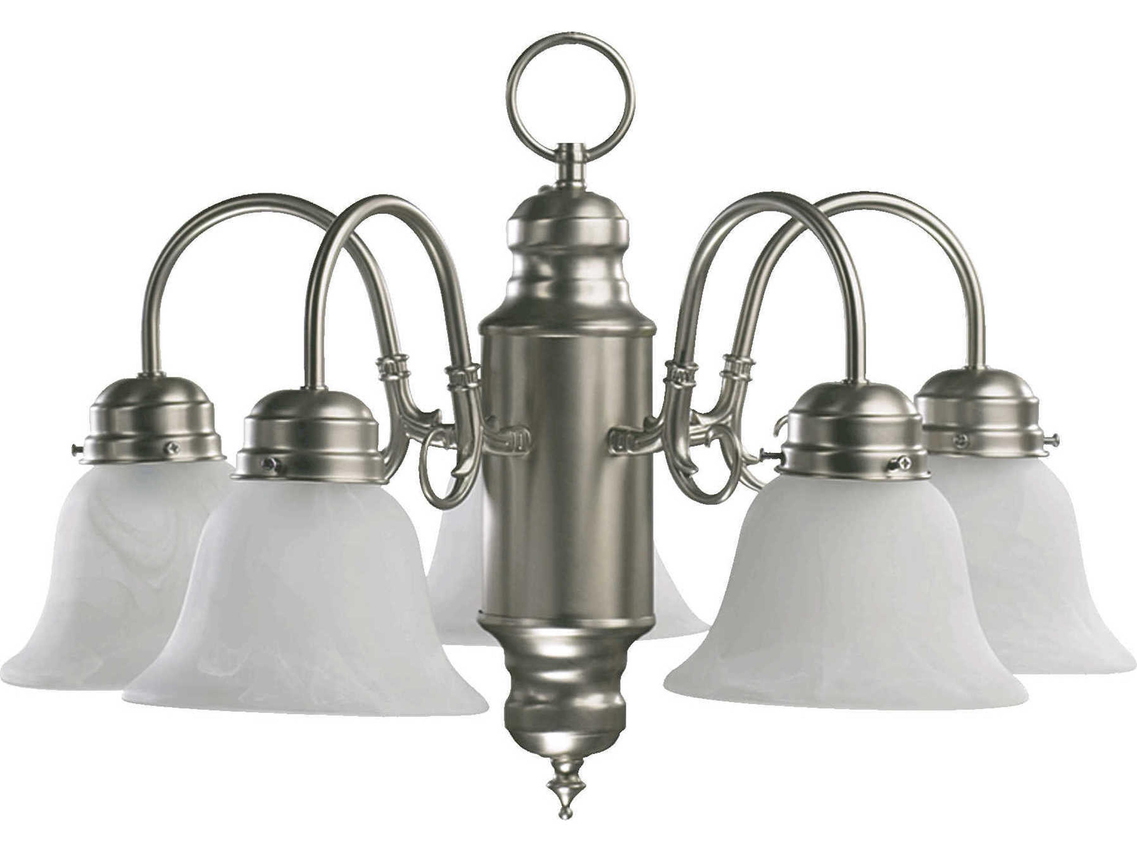 5-Light Satin Nickel Glass Bell Chandelier