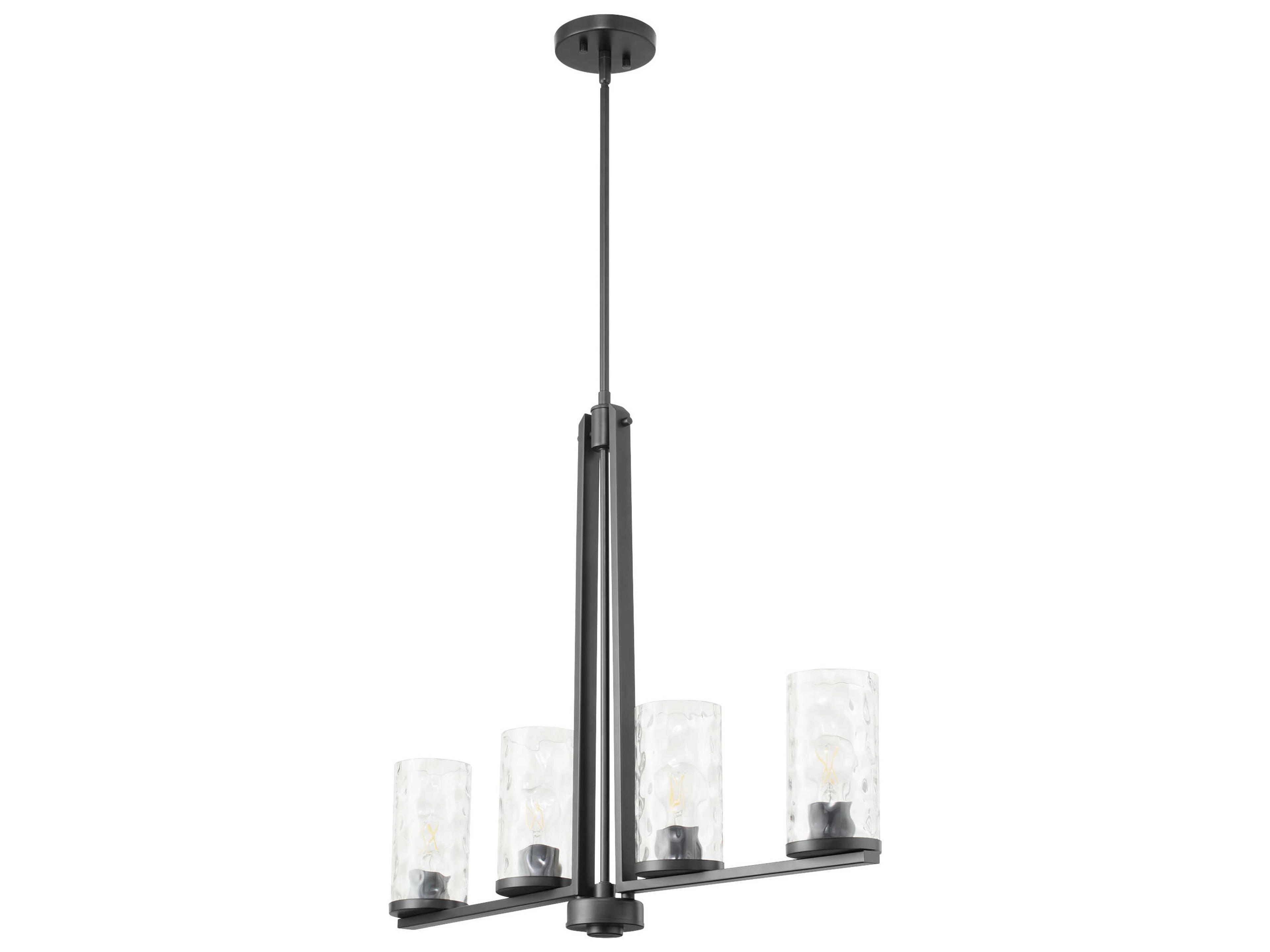 Steinway 4-Light Matte Black Glass Cylinder Linear Island Pendant