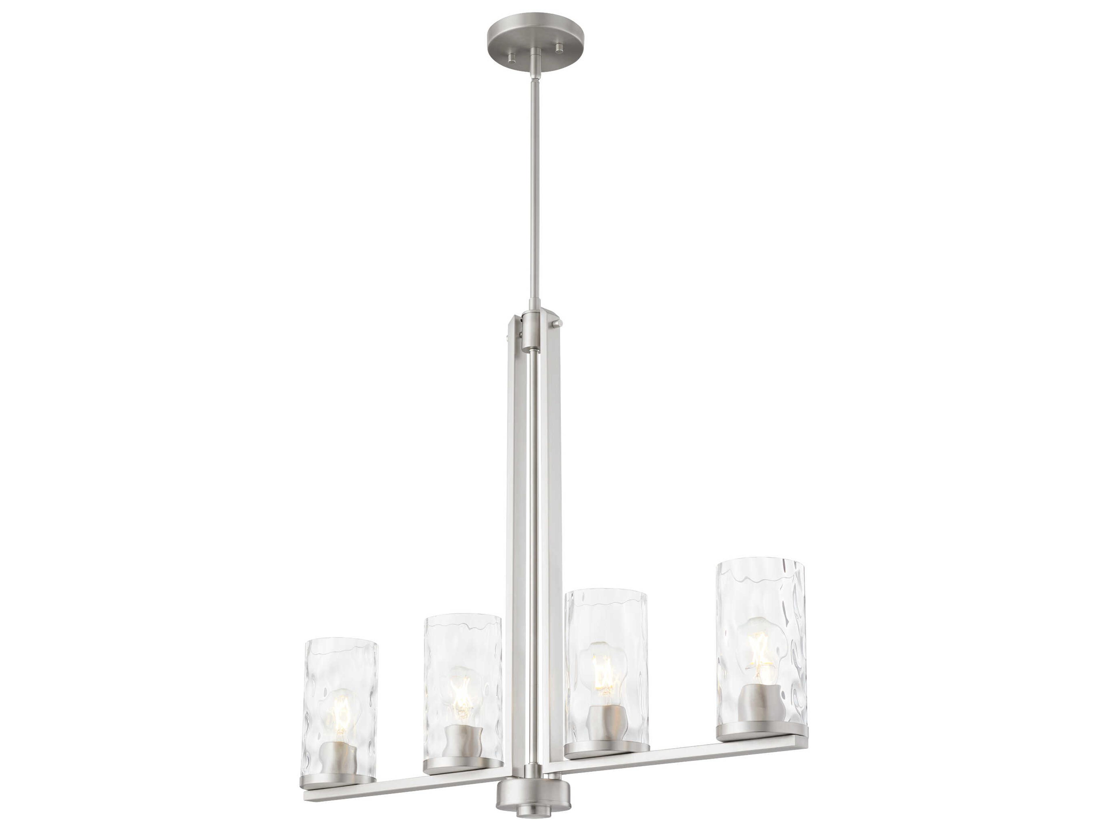 Quorum Steinway 4-Light Satin Nickel Glass Cylinder Linear Island Pendant