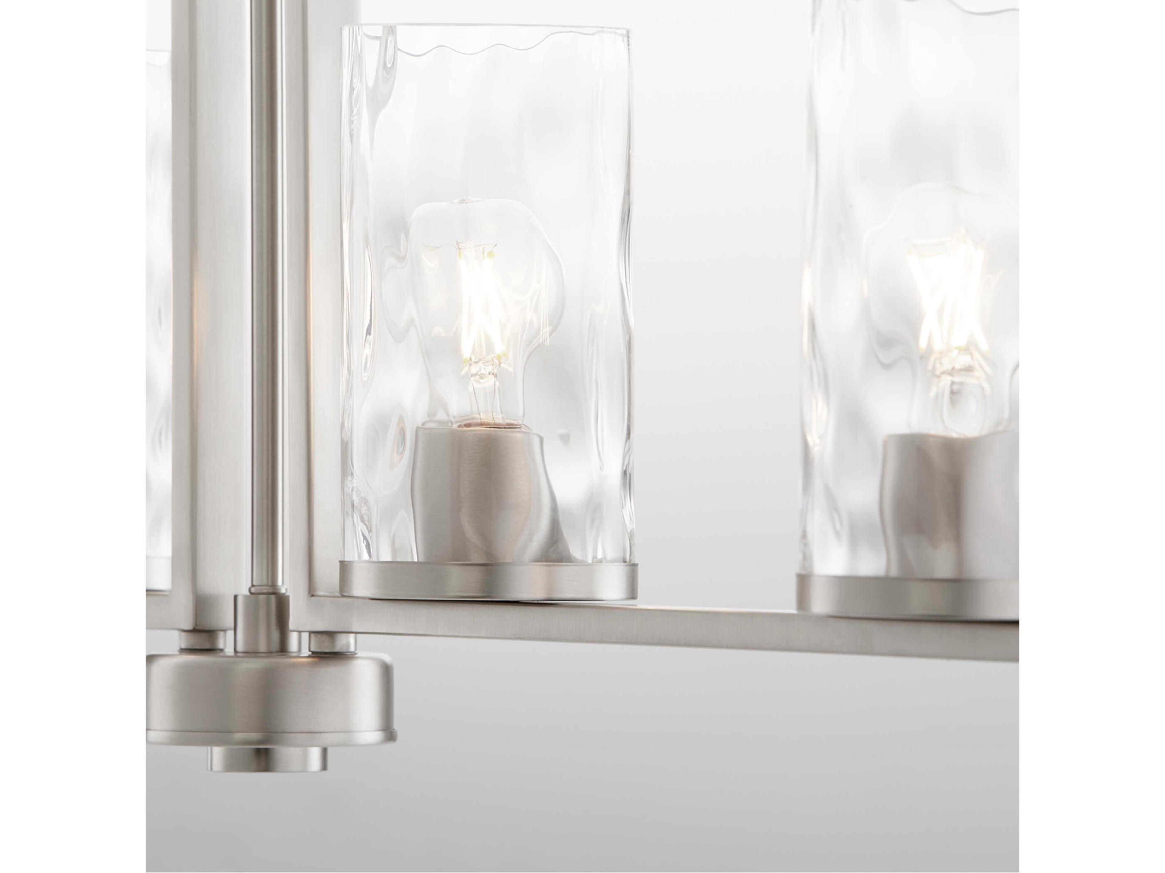 Quorum Steinway 4-Light Satin Nickel Glass Cylinder Linear Island Pendant