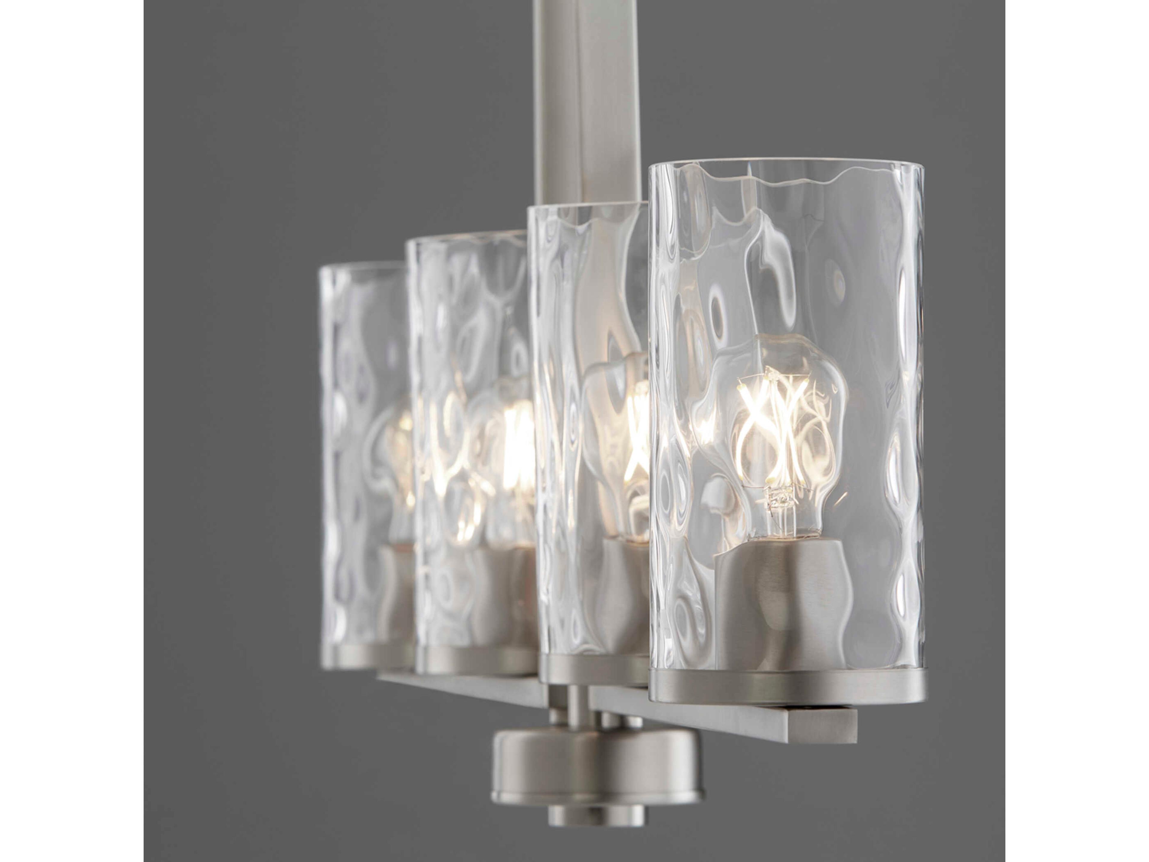 Quorum Steinway 4-Light Satin Nickel Glass Cylinder Linear Island Pendant