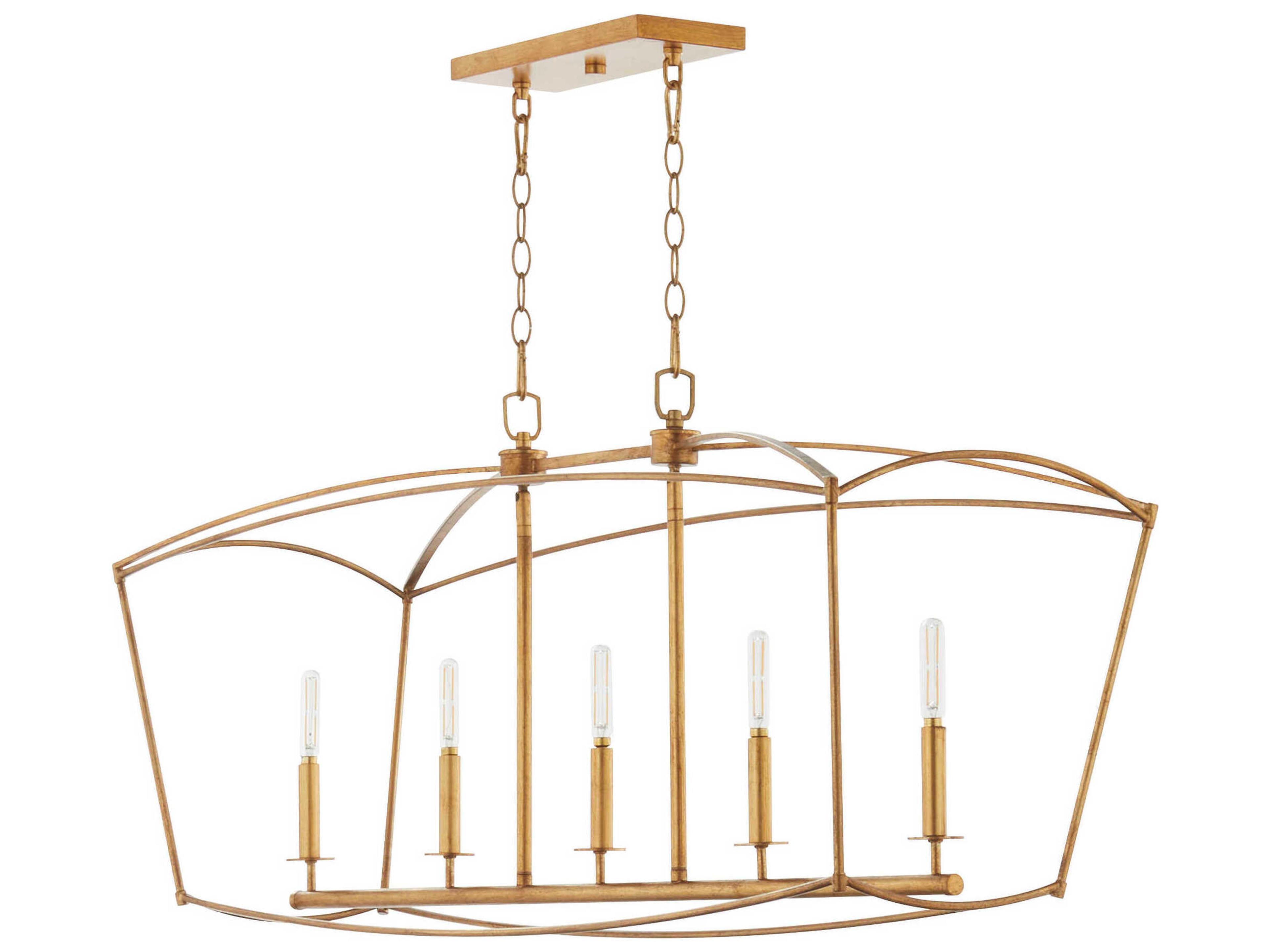 Mantle 5-Light Gold Leaf Island Pendant