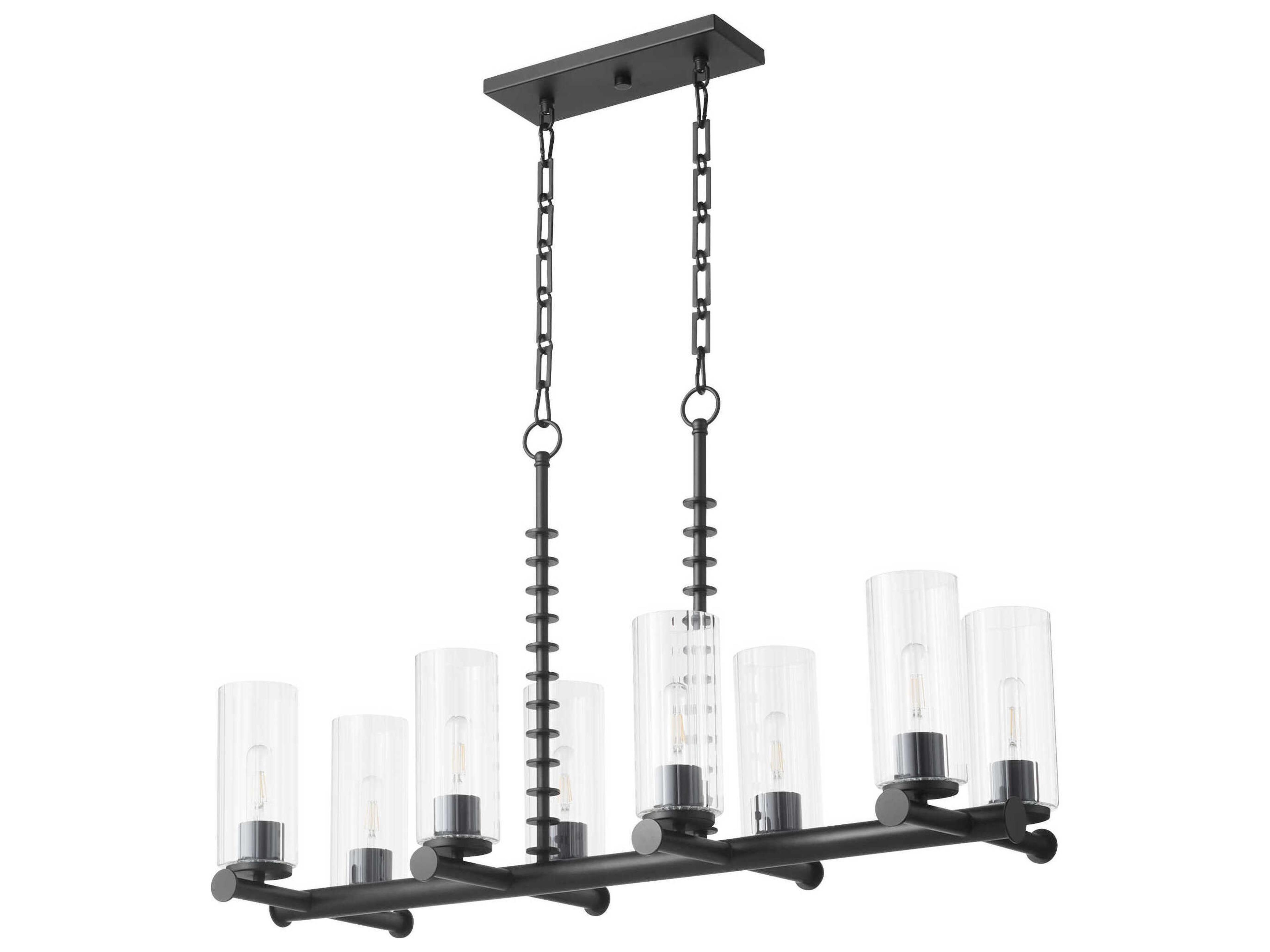 Mercier 8-Light Matte Black Cylinder Island Pendant