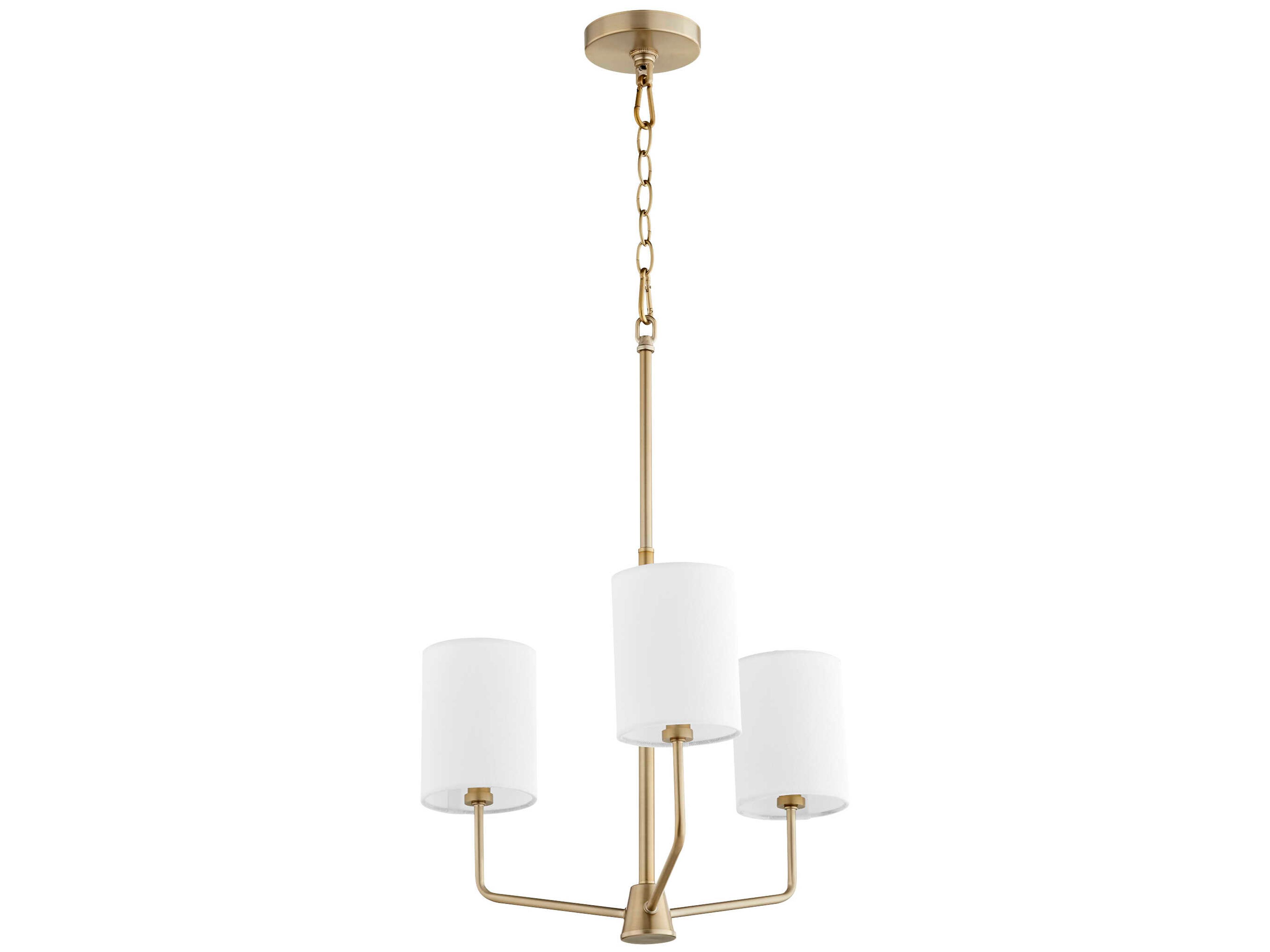 Harmony 3-Light Aged Brass White Cylinder Chandelier